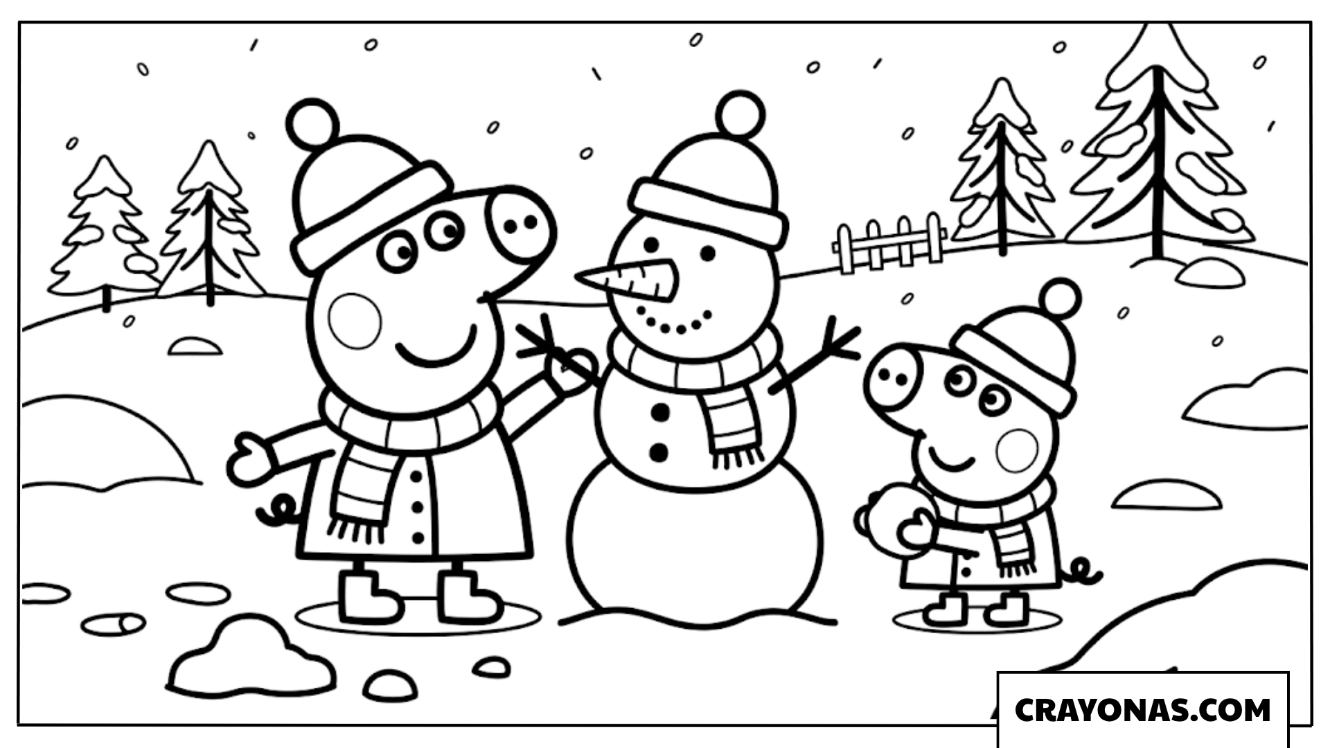 Peppa Pig, George Winter Snowman Coloring Page