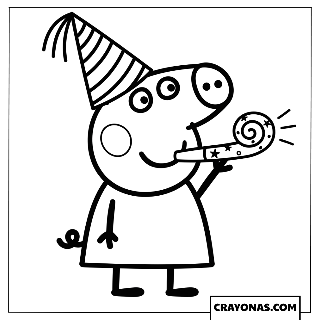 Peppa Pig Party Blower Coloring Page