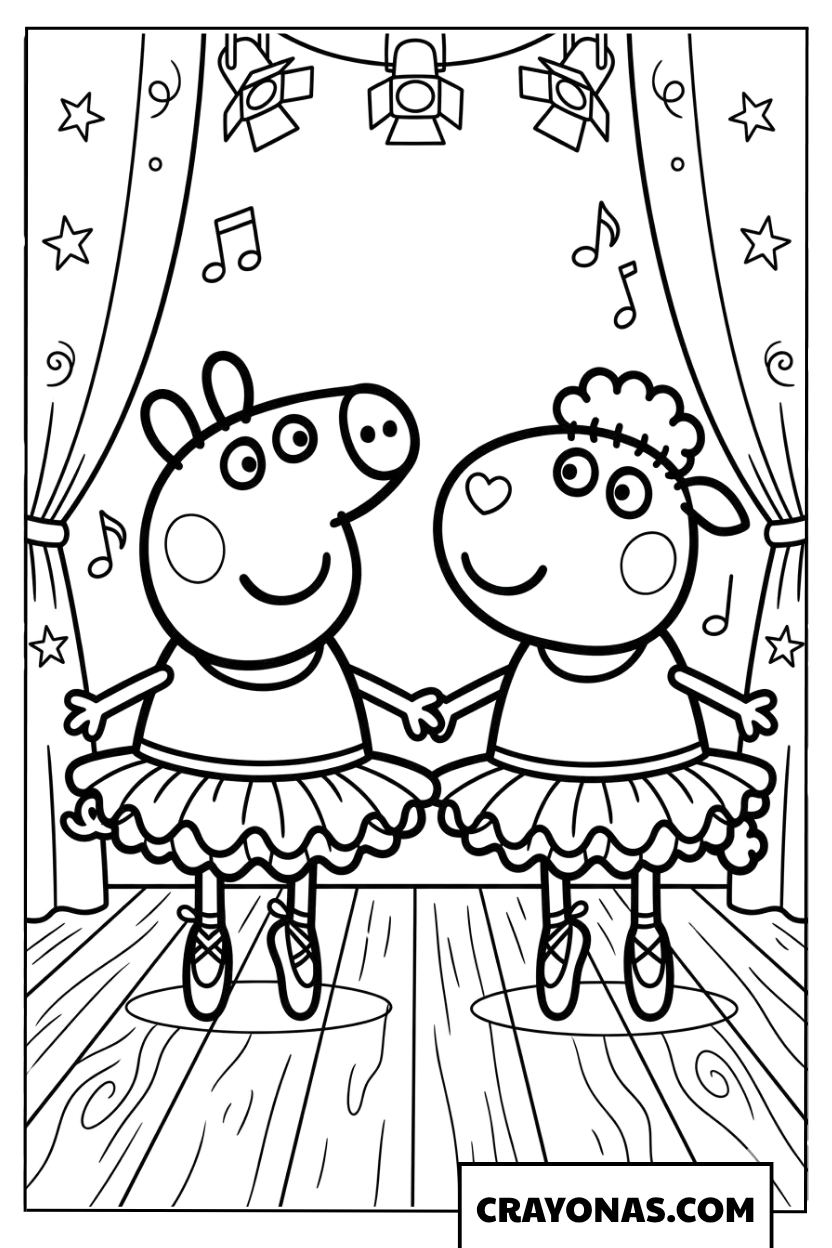 Peppa Pig, Suzy Sheep Ballet Performance Coloring Page