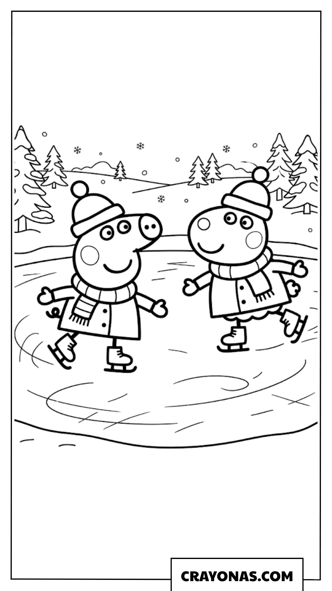 Peppa Pig and Suzy Sheep Ice Skating Coloring Page