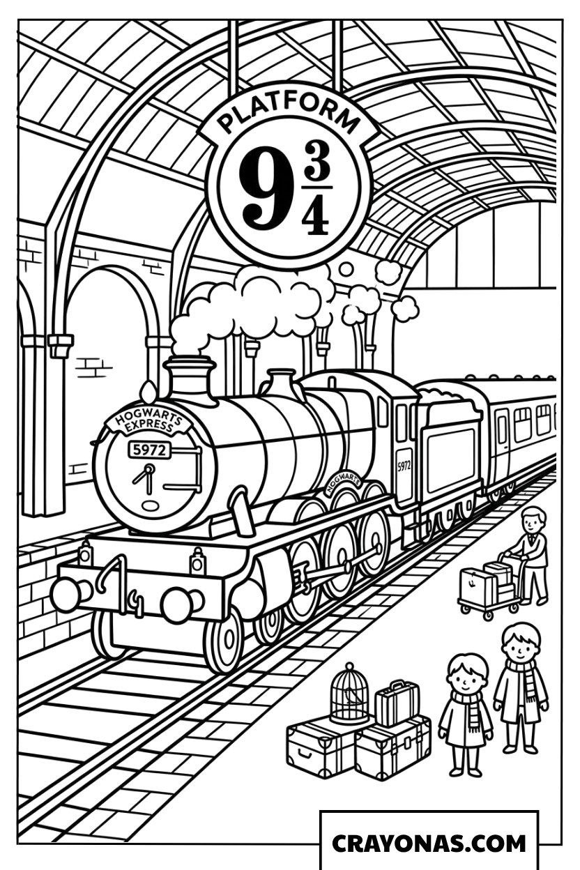 Platform 9? Hogwarts Express Coloring Pages