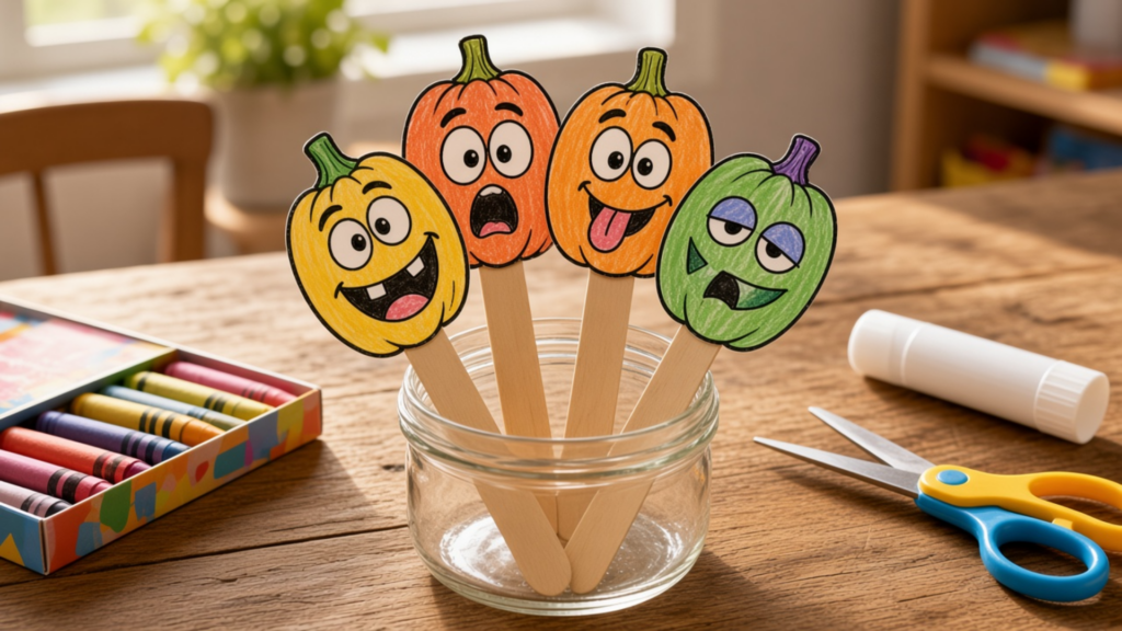 Pumpkin Stick Puppets