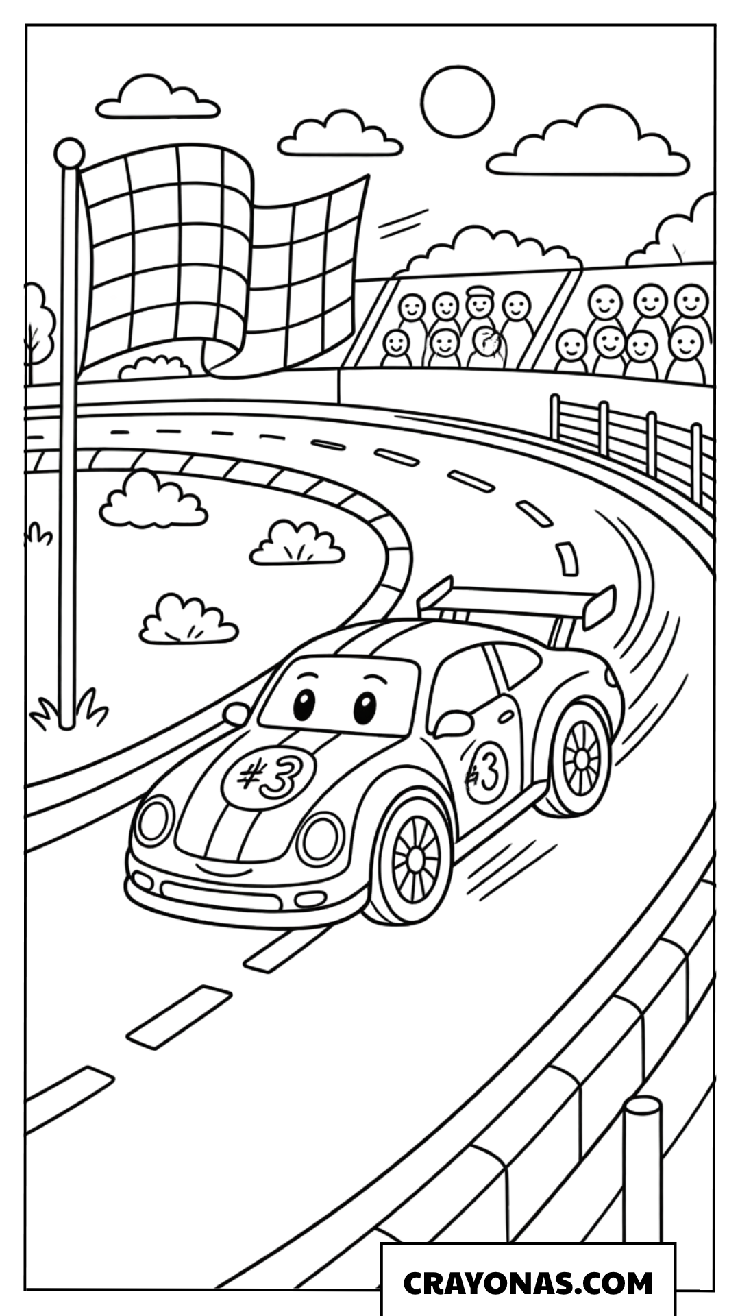 Race Car on Track coloring page