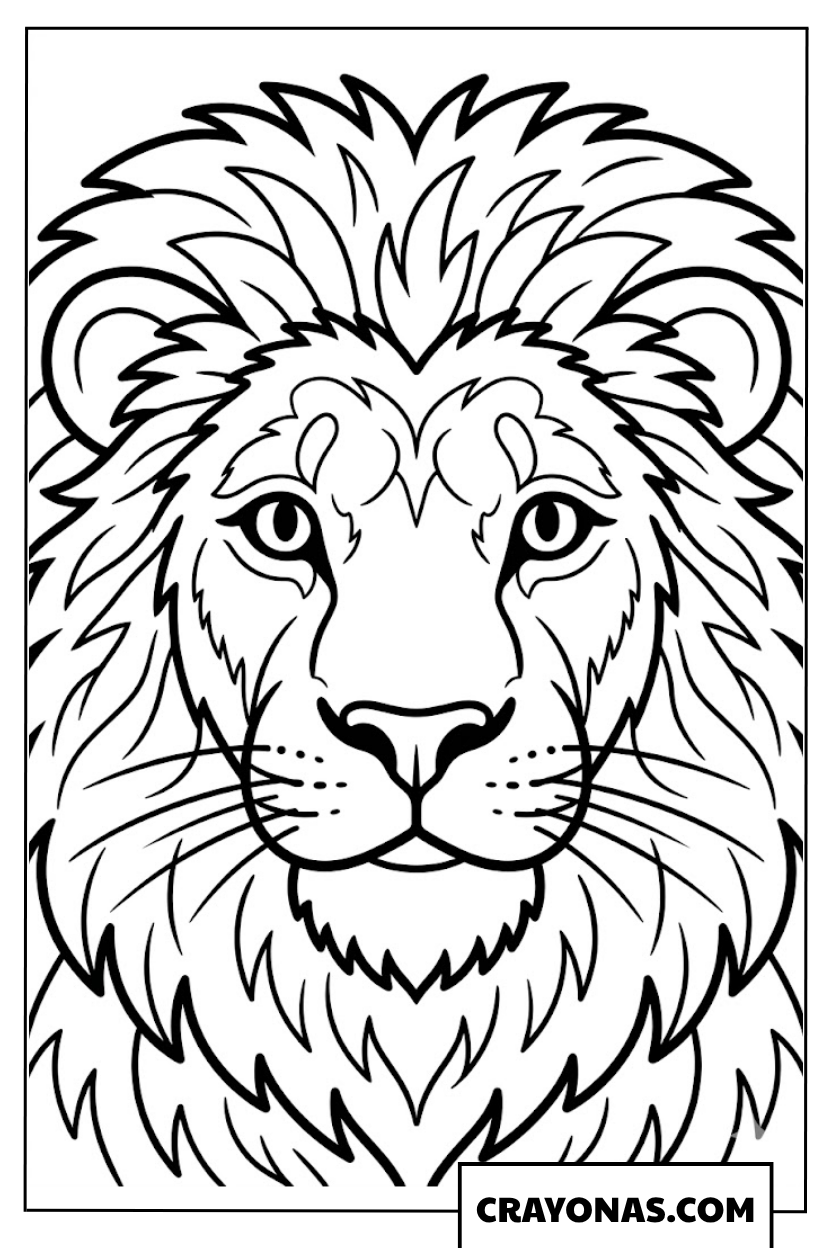 Realistic Lion Face Coloring Page