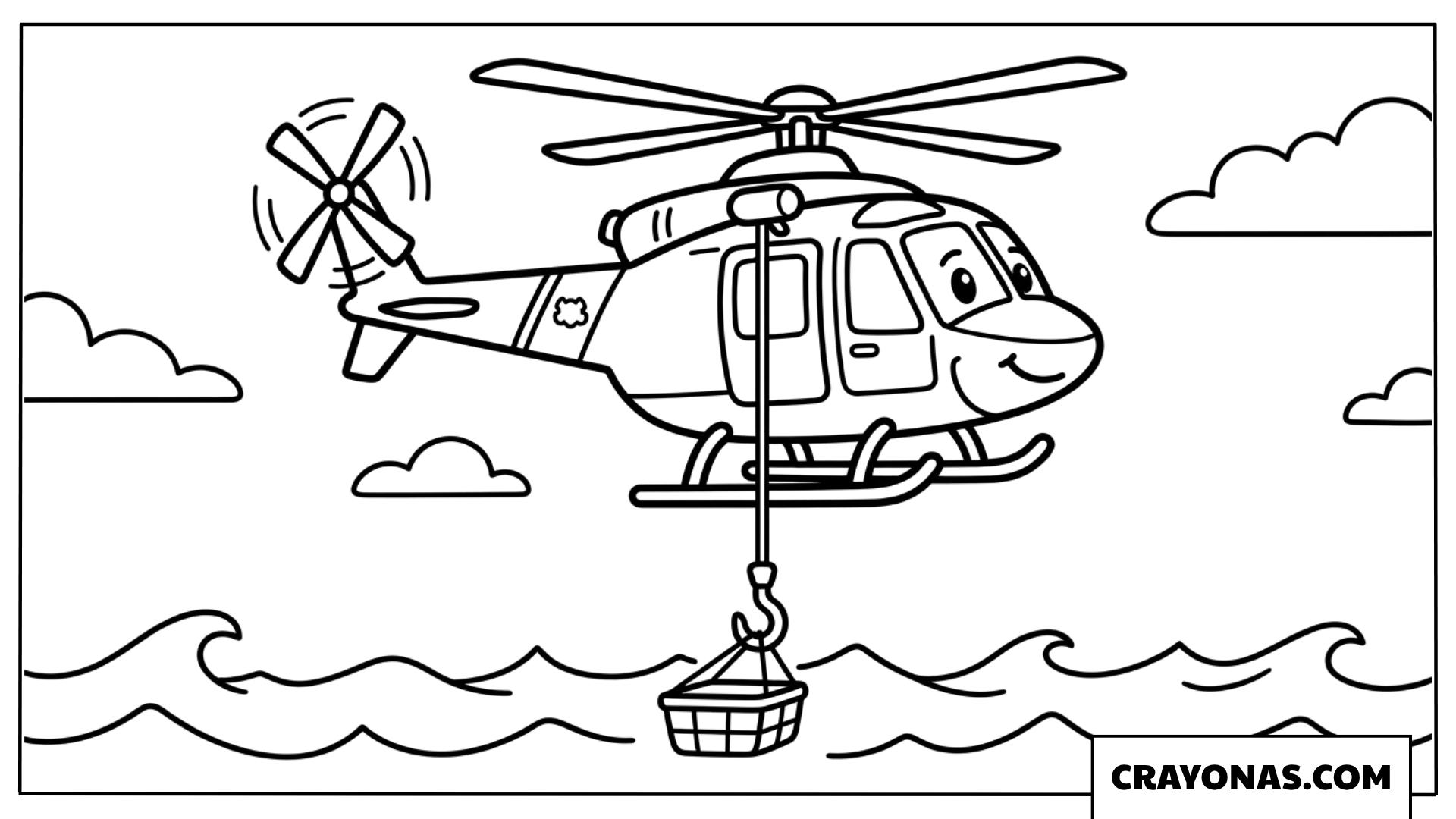 Rescue Helicopter Coloring Page