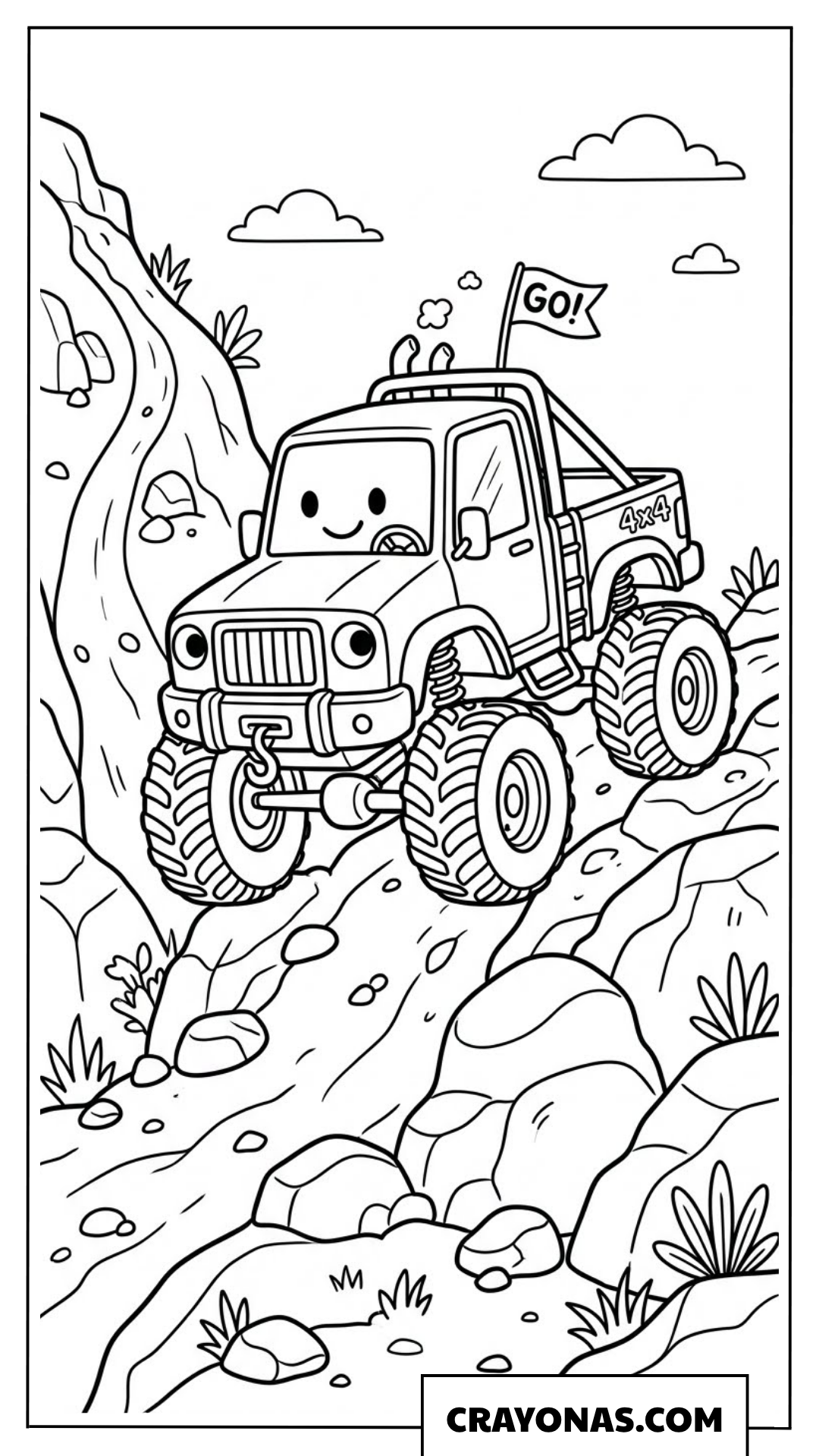 Rock Climbing Monster Truck Coloring Page