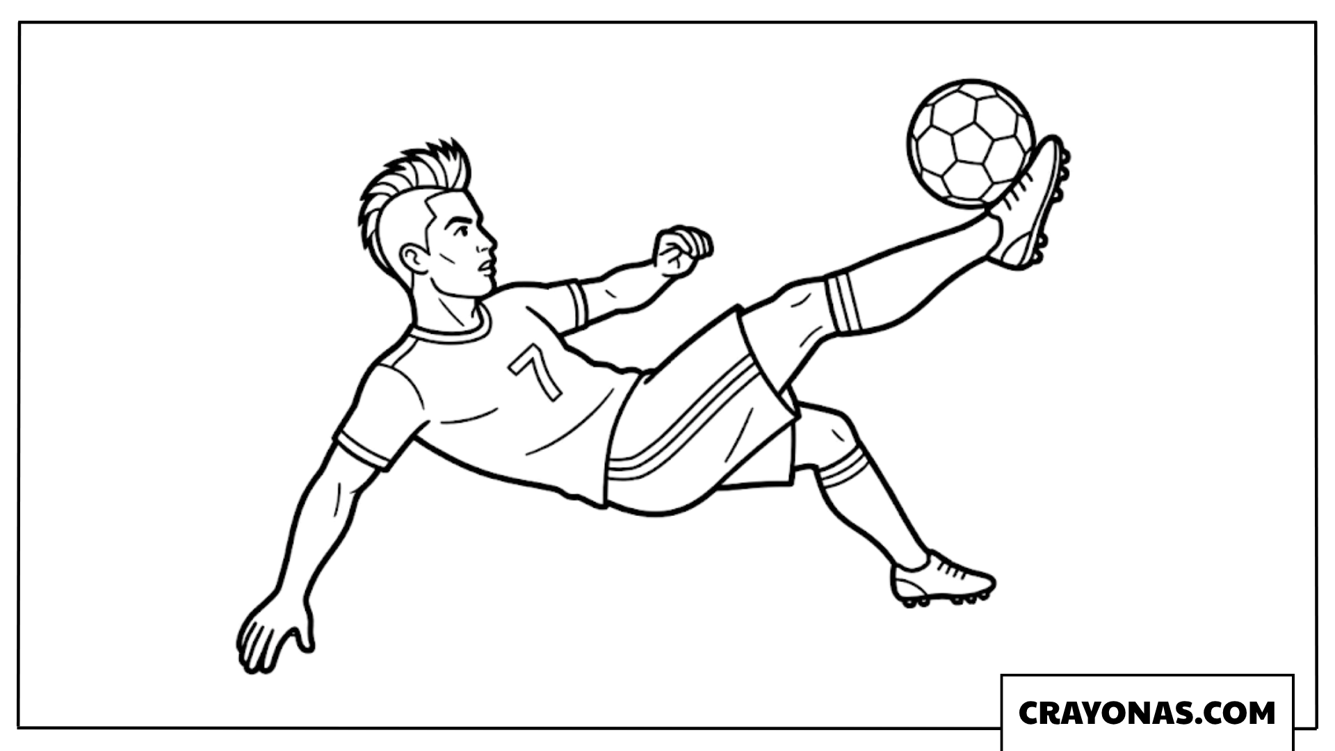 Ronaldo Mohawk Style Bicycle Kick Coloring Sheet
