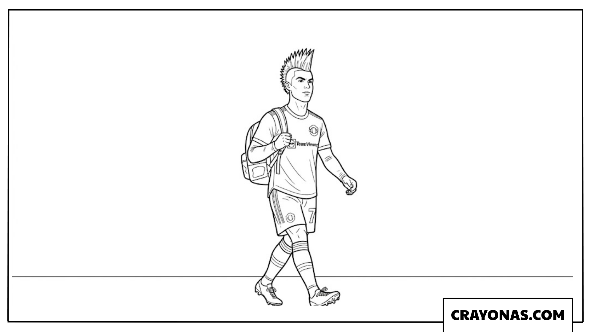 Ronaldo Mohawk Style Walking Coloring Sheet