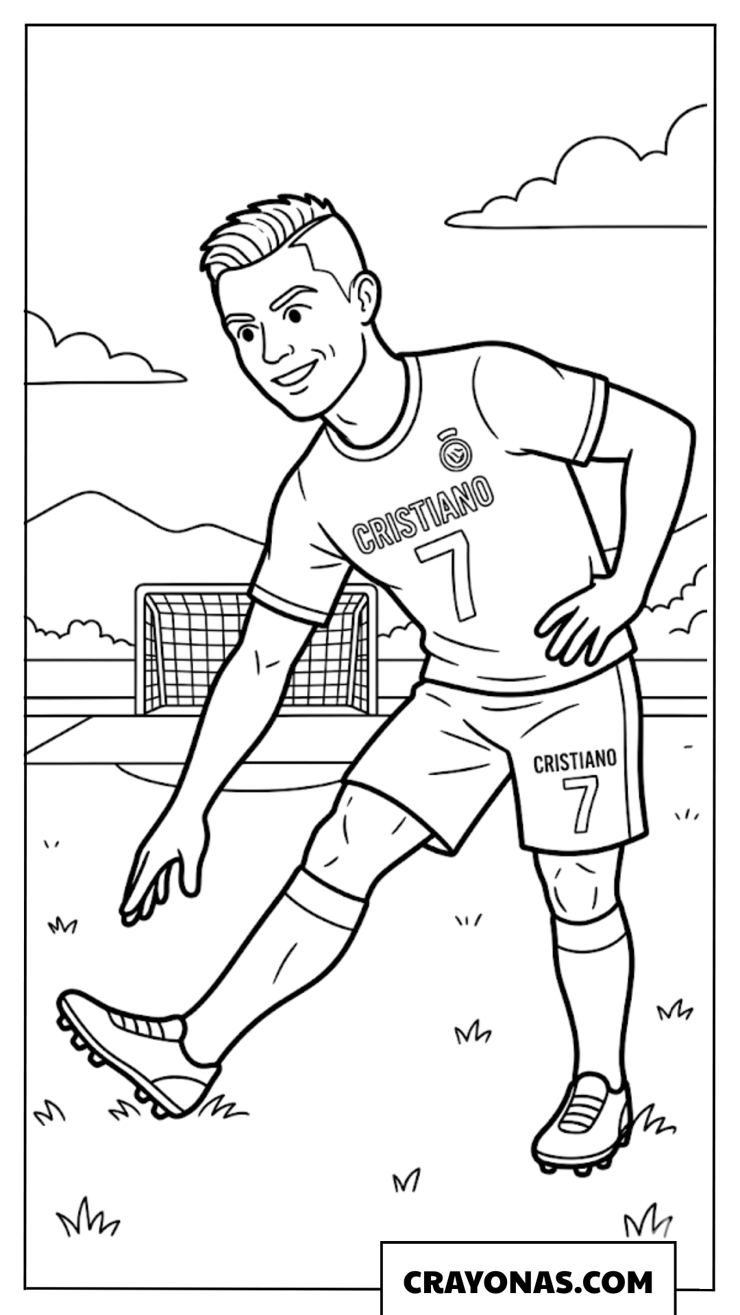 Ronaldo Undercut Hairstyle Kicking Coloring Page