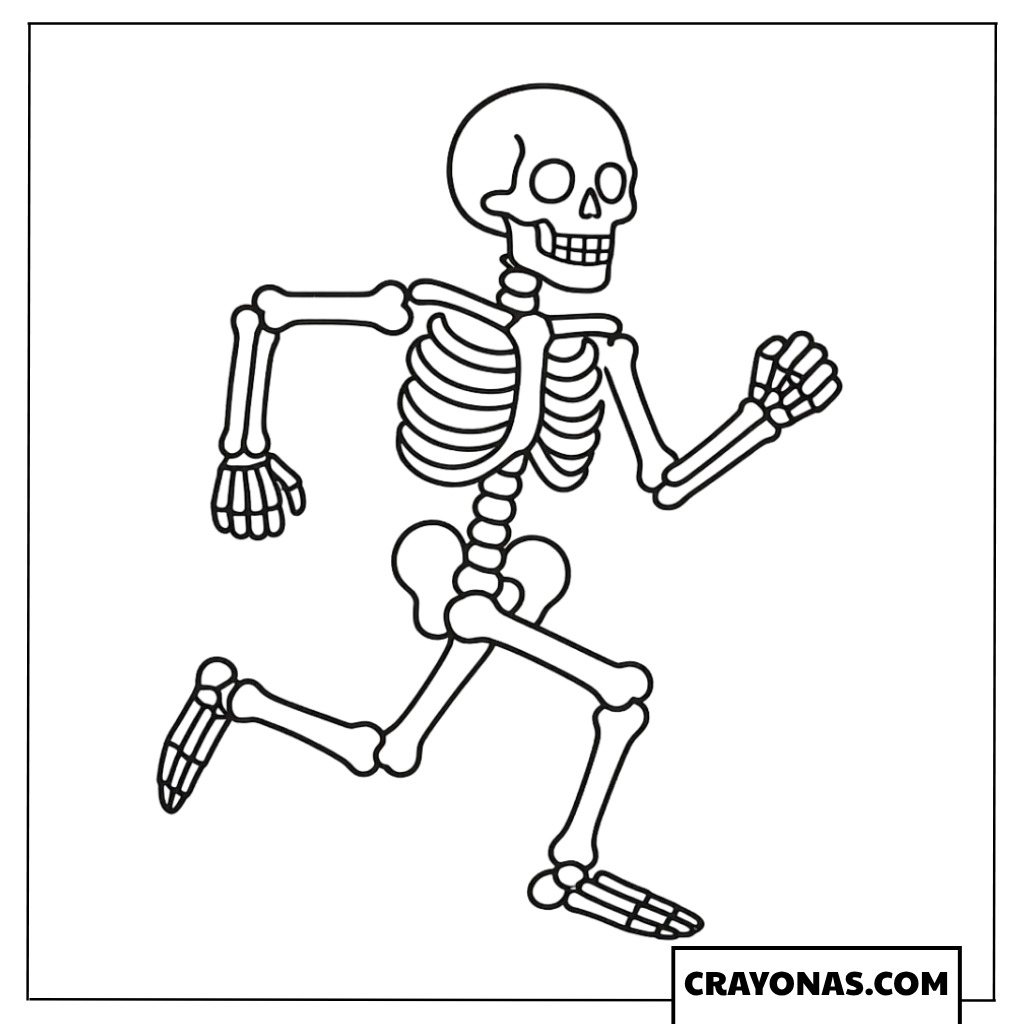 Running Skeleton Coloring Page