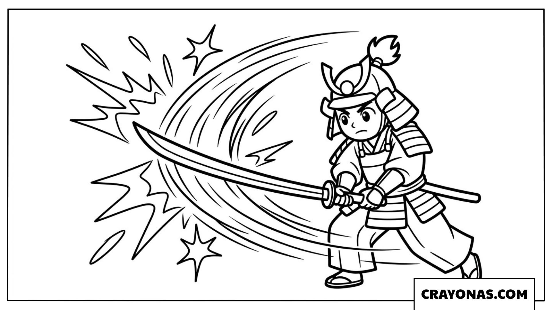Samurai Boy with Katana Coloring Page