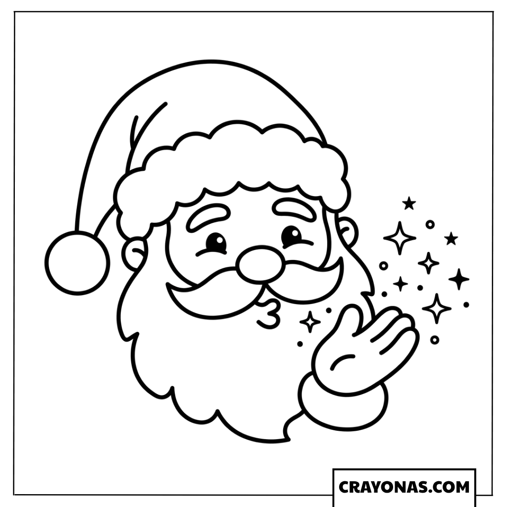 Santa Blowing Magic Sparkles Coloring Page