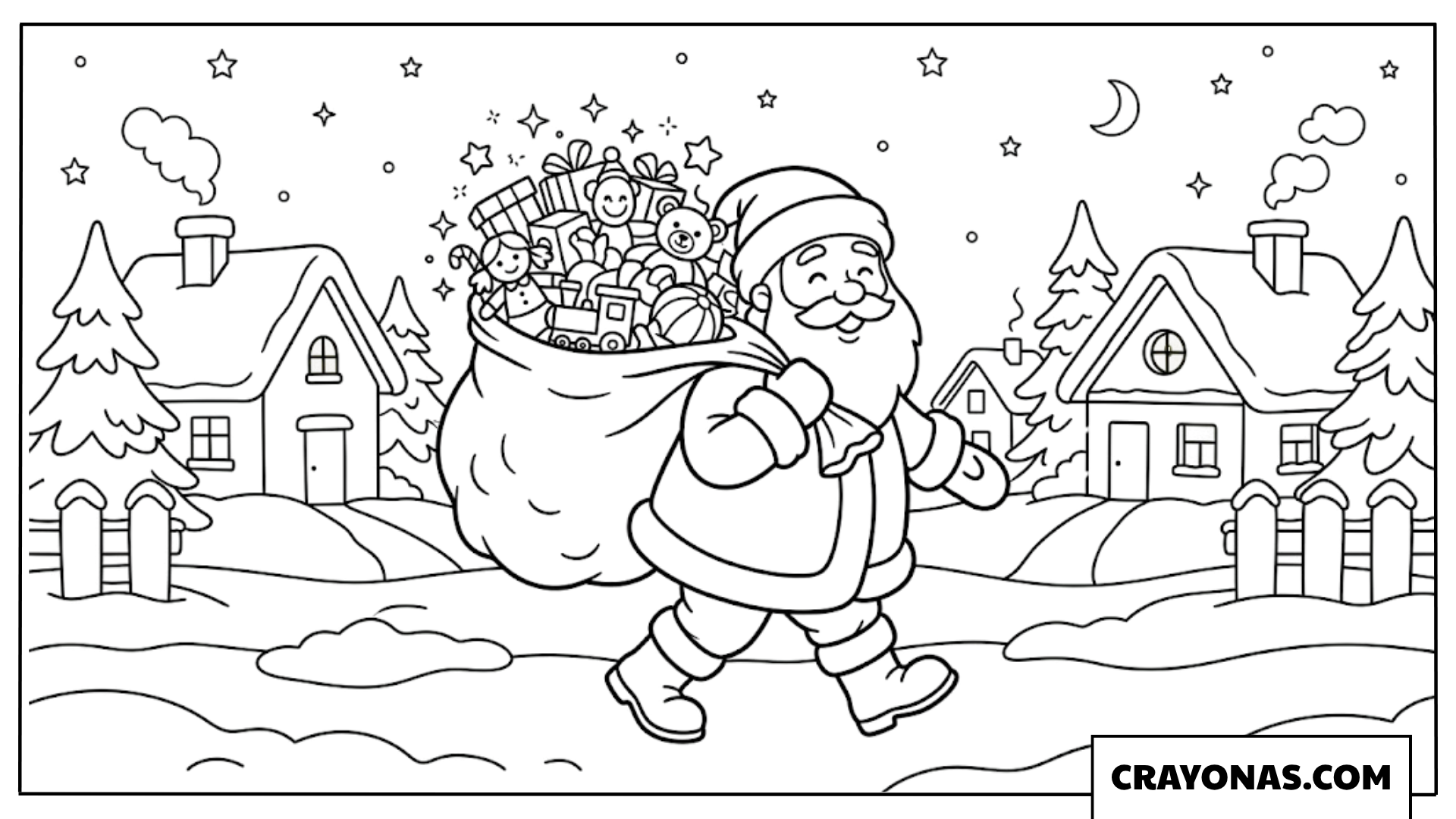 Santa Carrying Big Sack Coloring Page