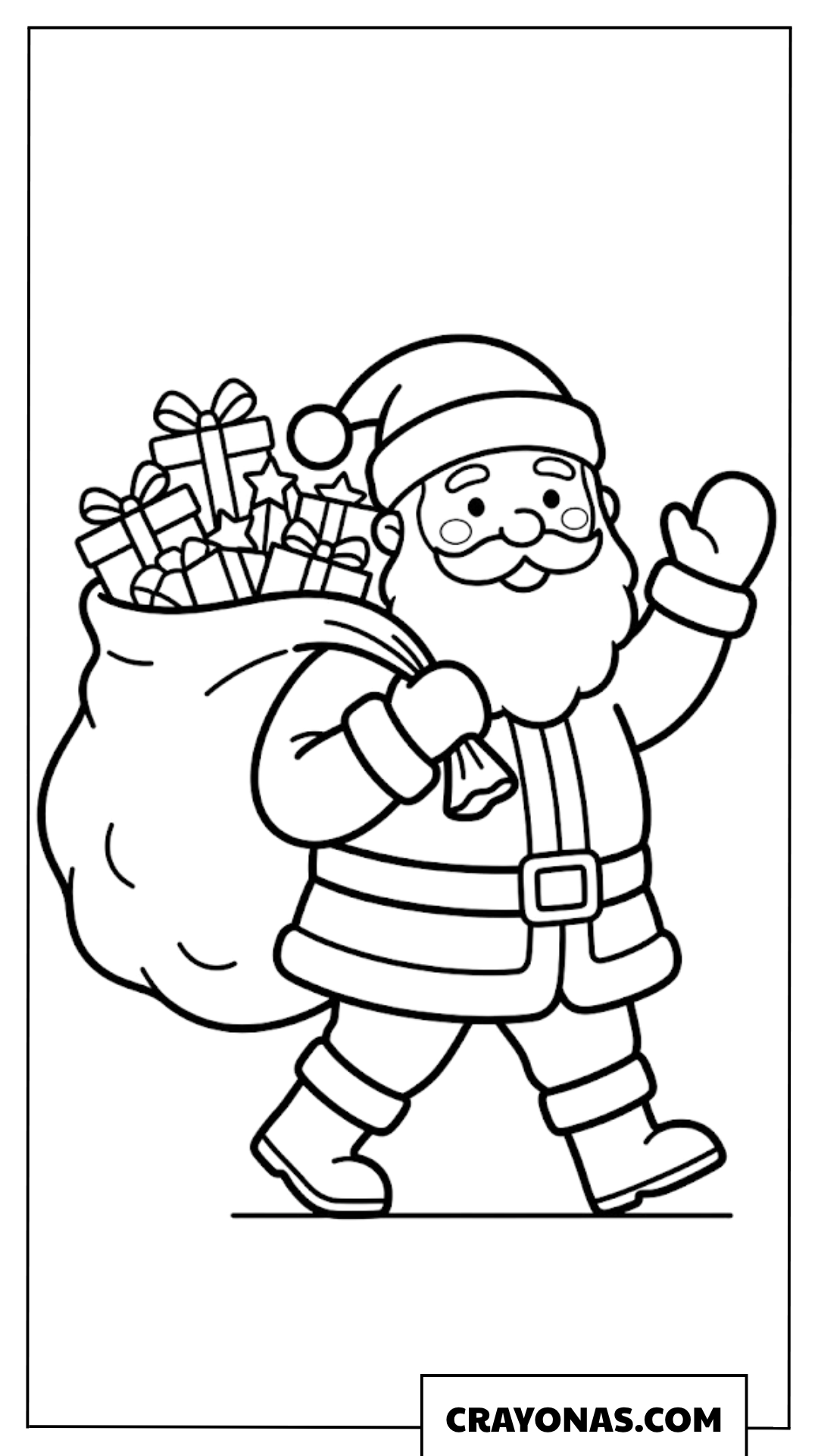 Santa Carrying Gift Sack Coloring Page