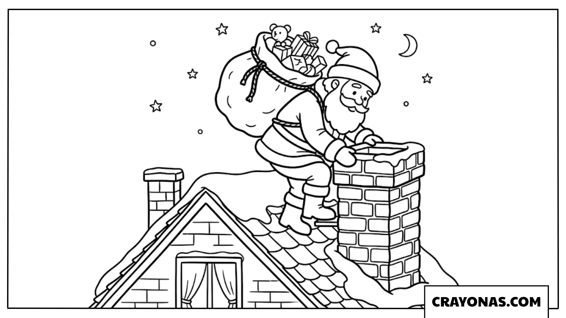 Santa Climbing Chimney Coloring Page