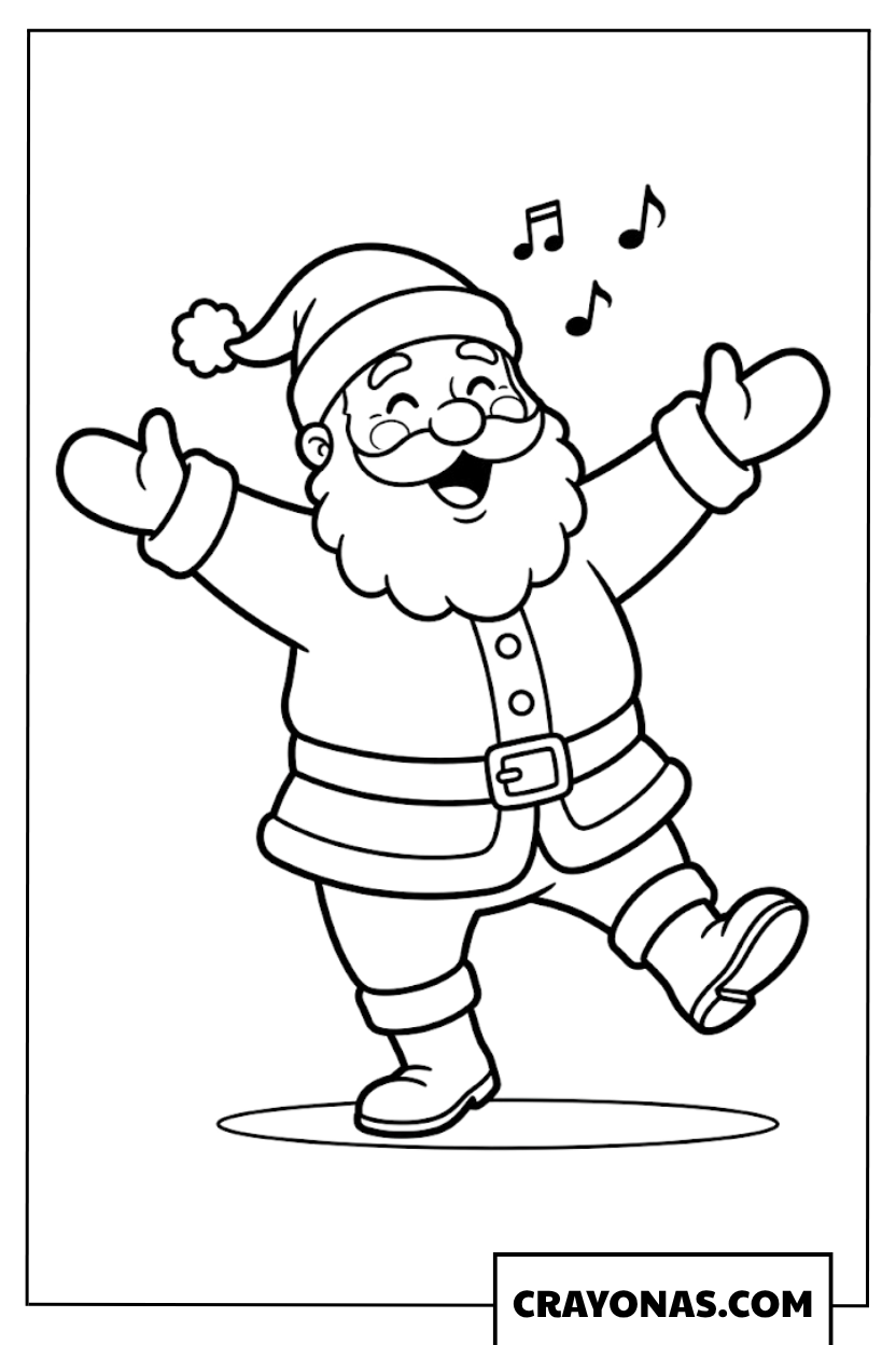 Santa Dancing Coloring Page