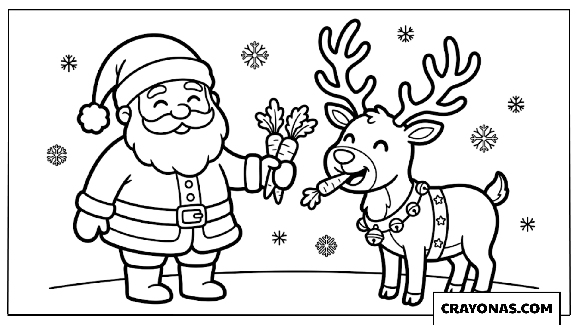 Santa Feeding Reindeer Coloring Page