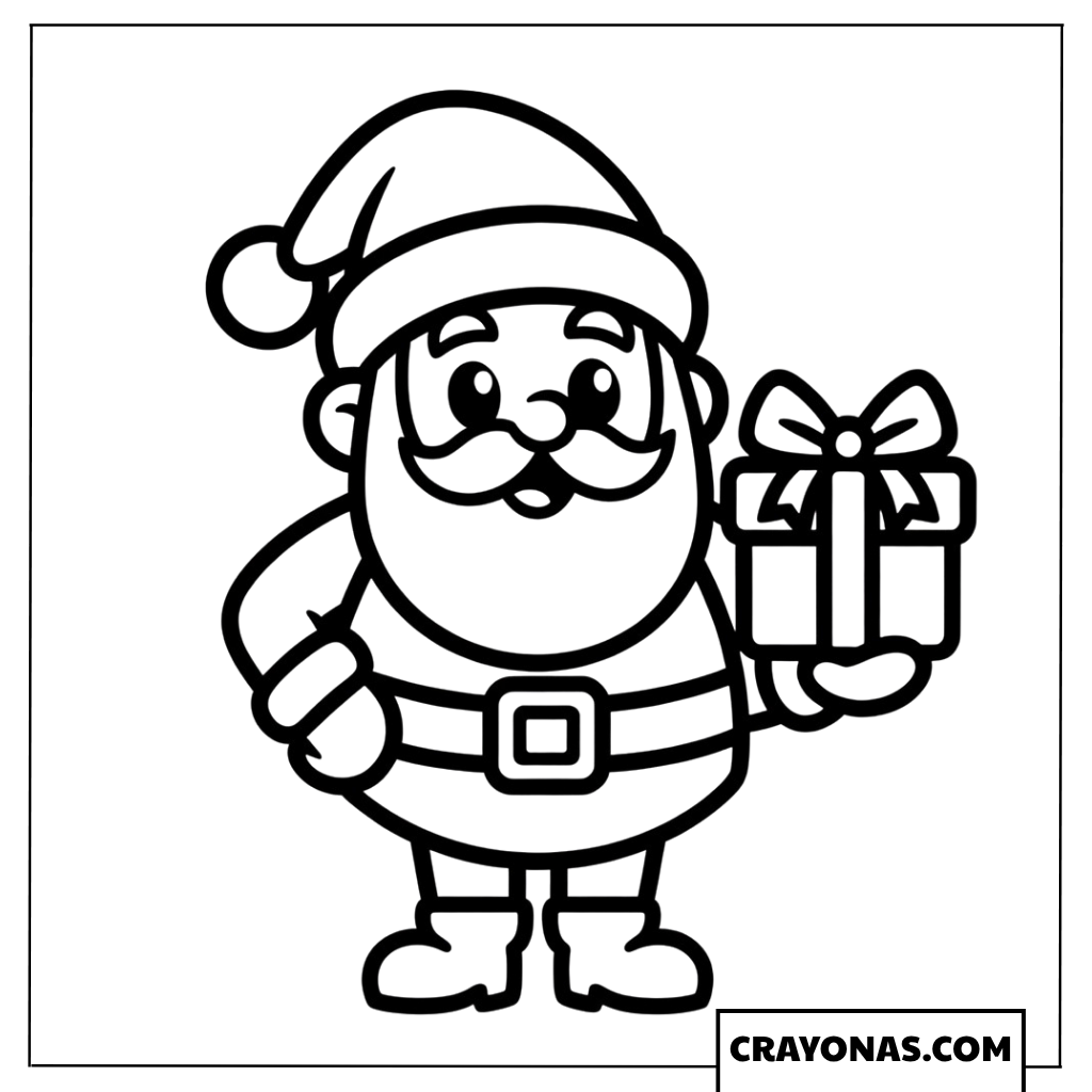 Santa Holding Gift Coloring Page