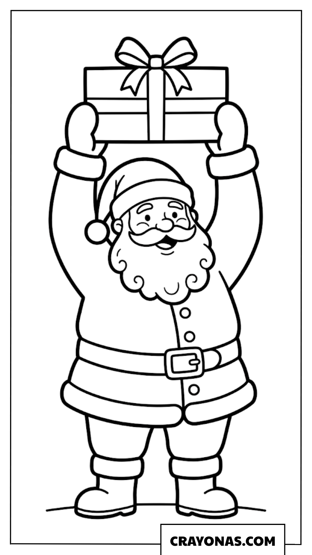 Santa Lifting Big Gift Coloring Page
