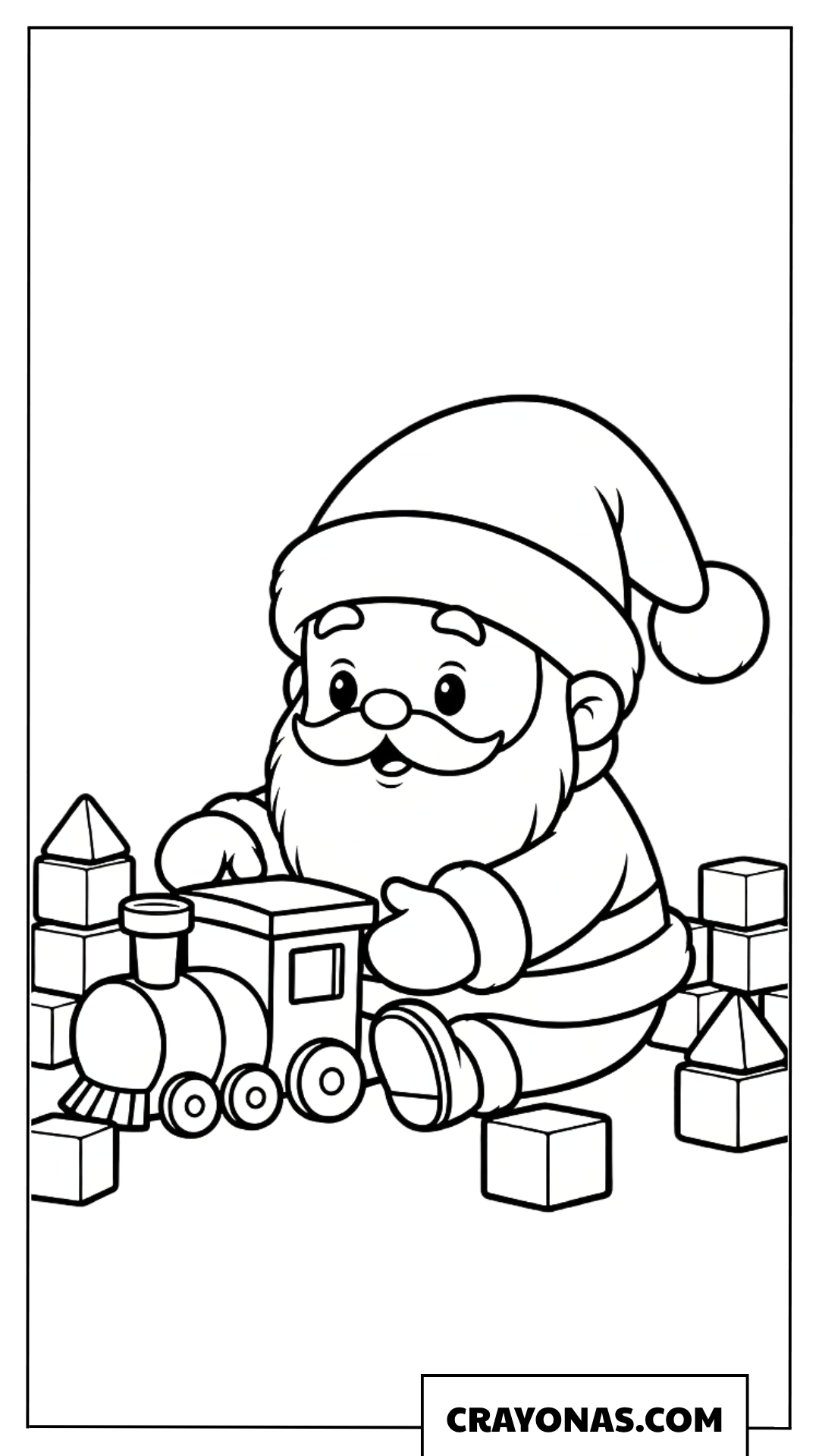 Santa Playing with Toys Coloring Page
