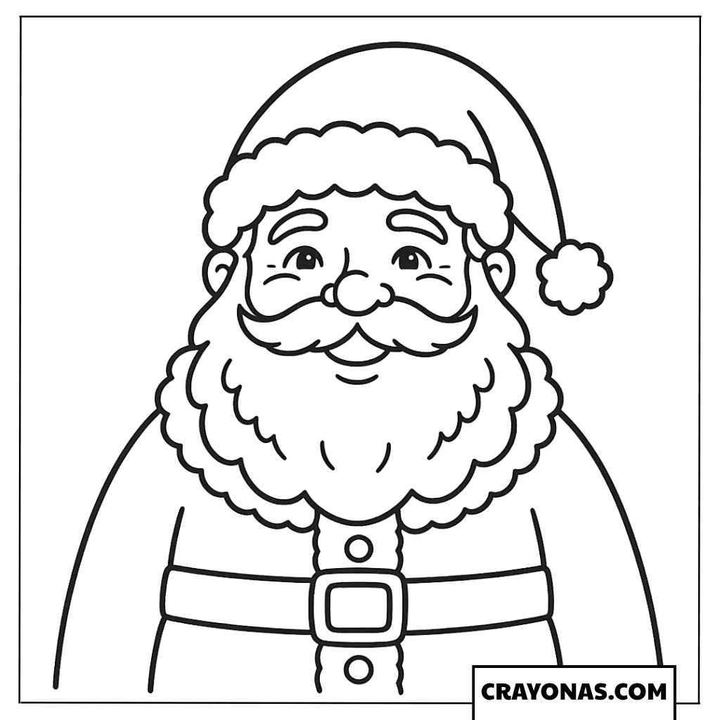 Santa Smiling Portrait Coloring Page