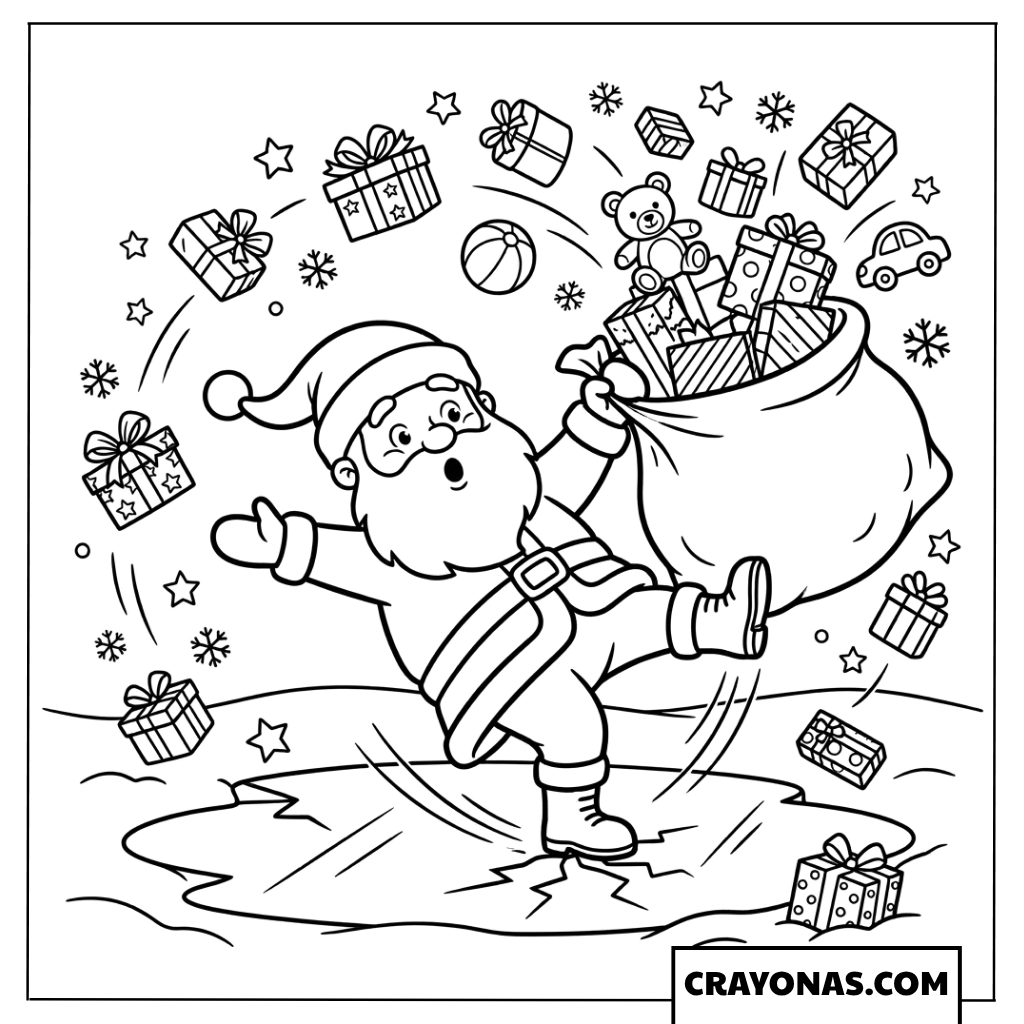 Santa Spilling Gifts Coloring Page