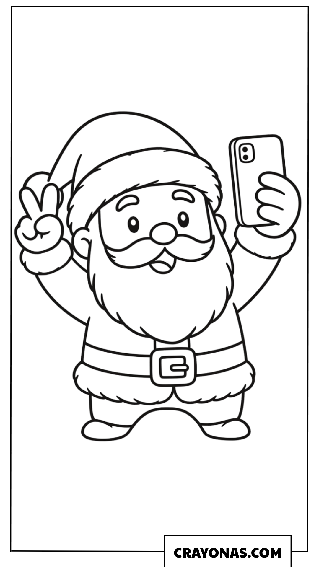 Santa Taking Selfie Coloring Page