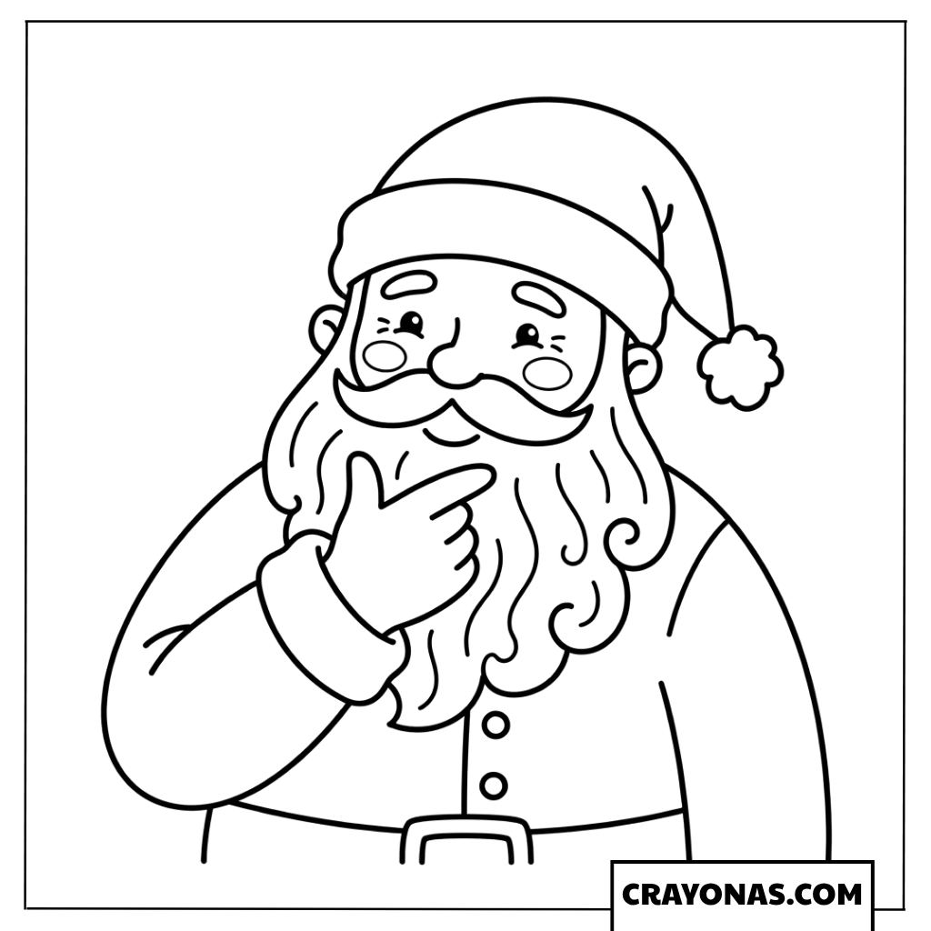 Santa Touching Beard Coloring Page