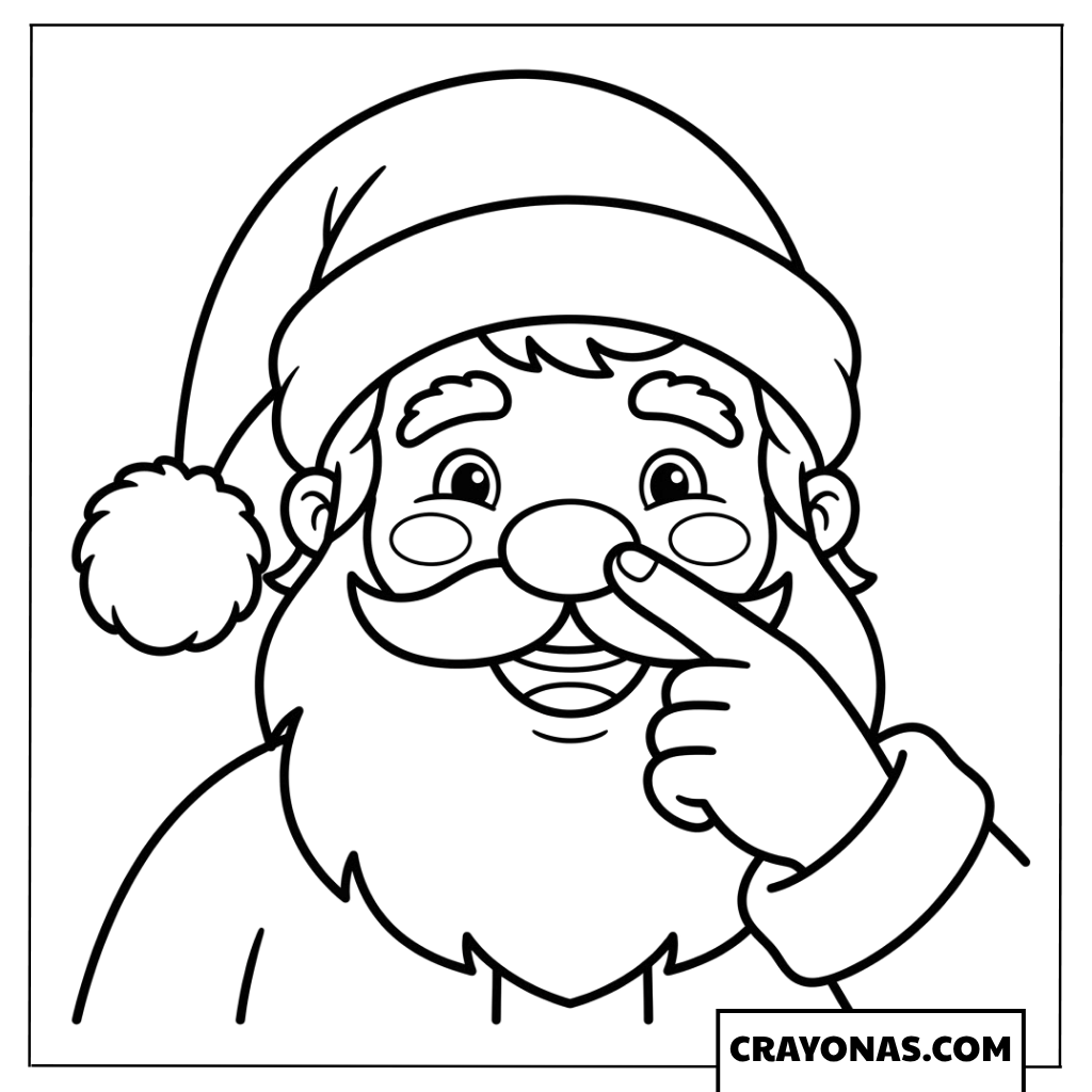 Santa Touching Nose Coloring Page