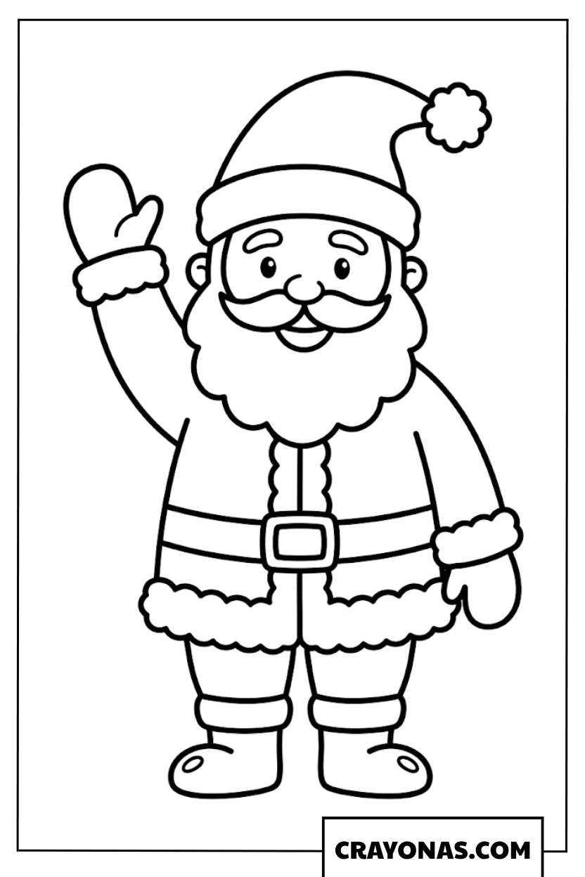 Santa Waving Coloring Page