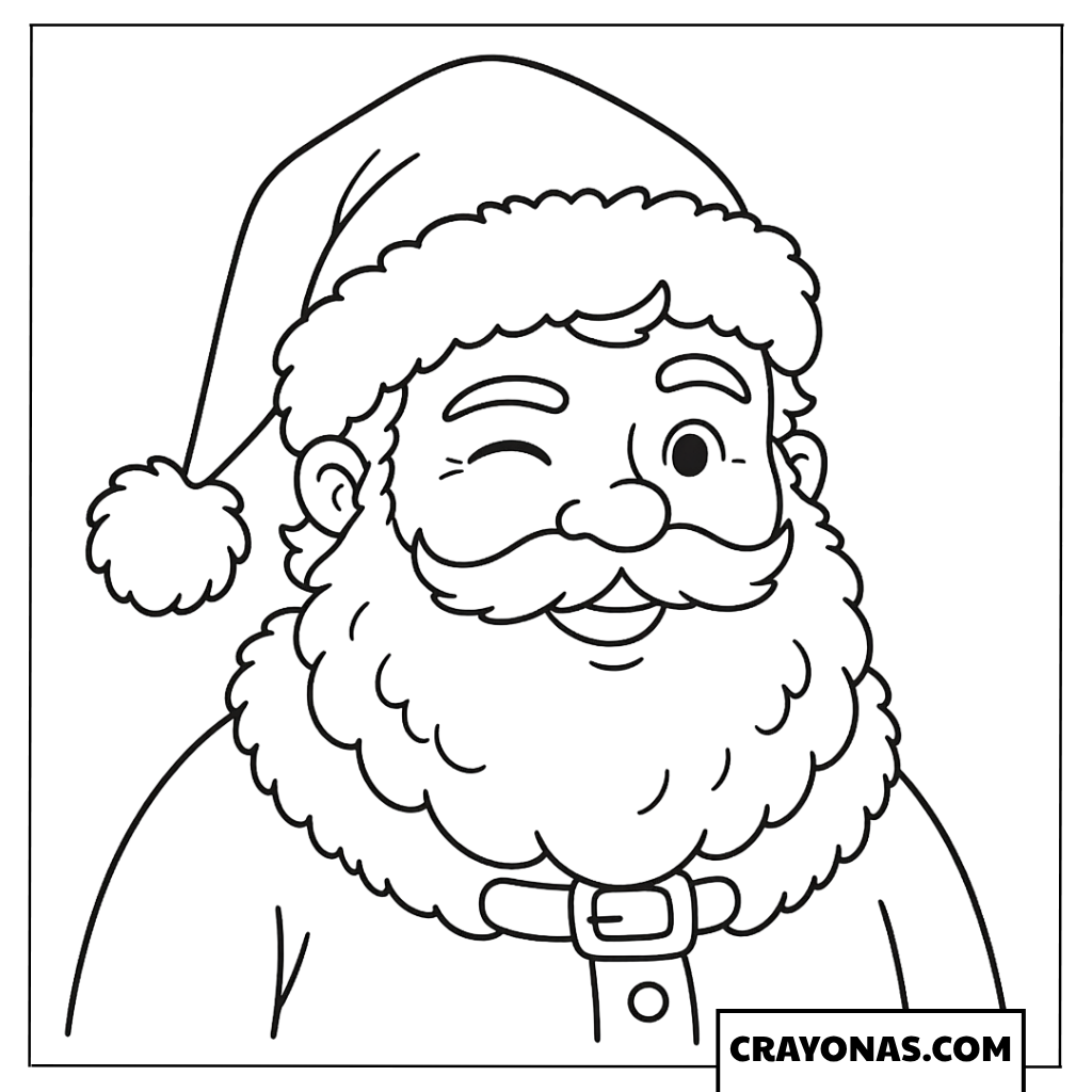 Santa Winking Coloring Page