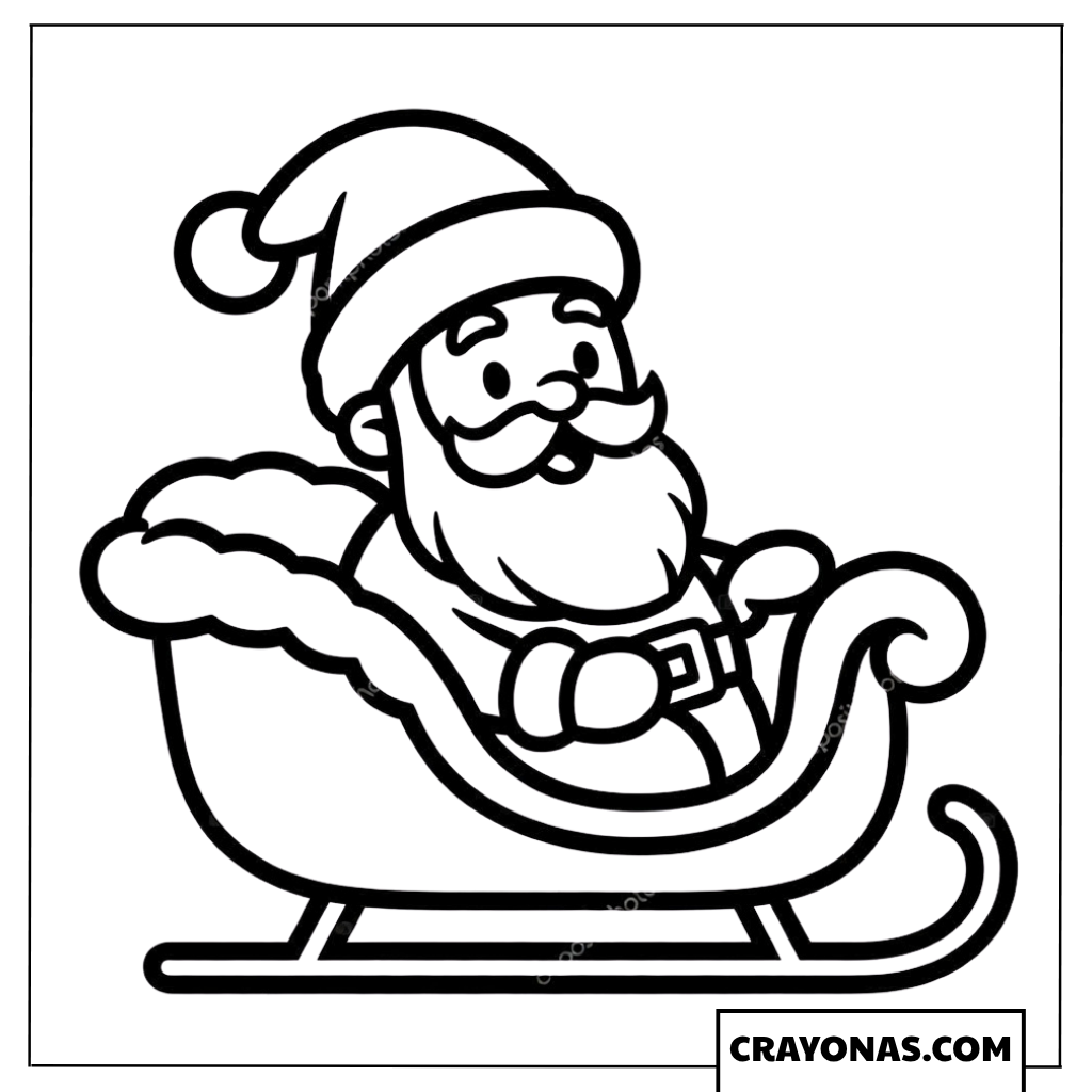 Santa in Sleigh Coloring Page