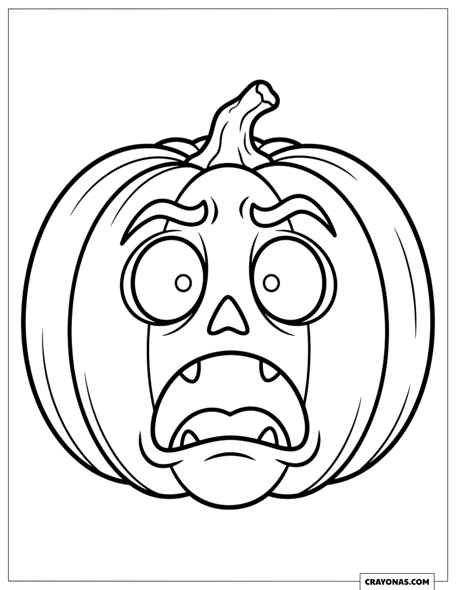 Scared Jack-o'-Lantern Pumpkin Coloring Page for Preschooler