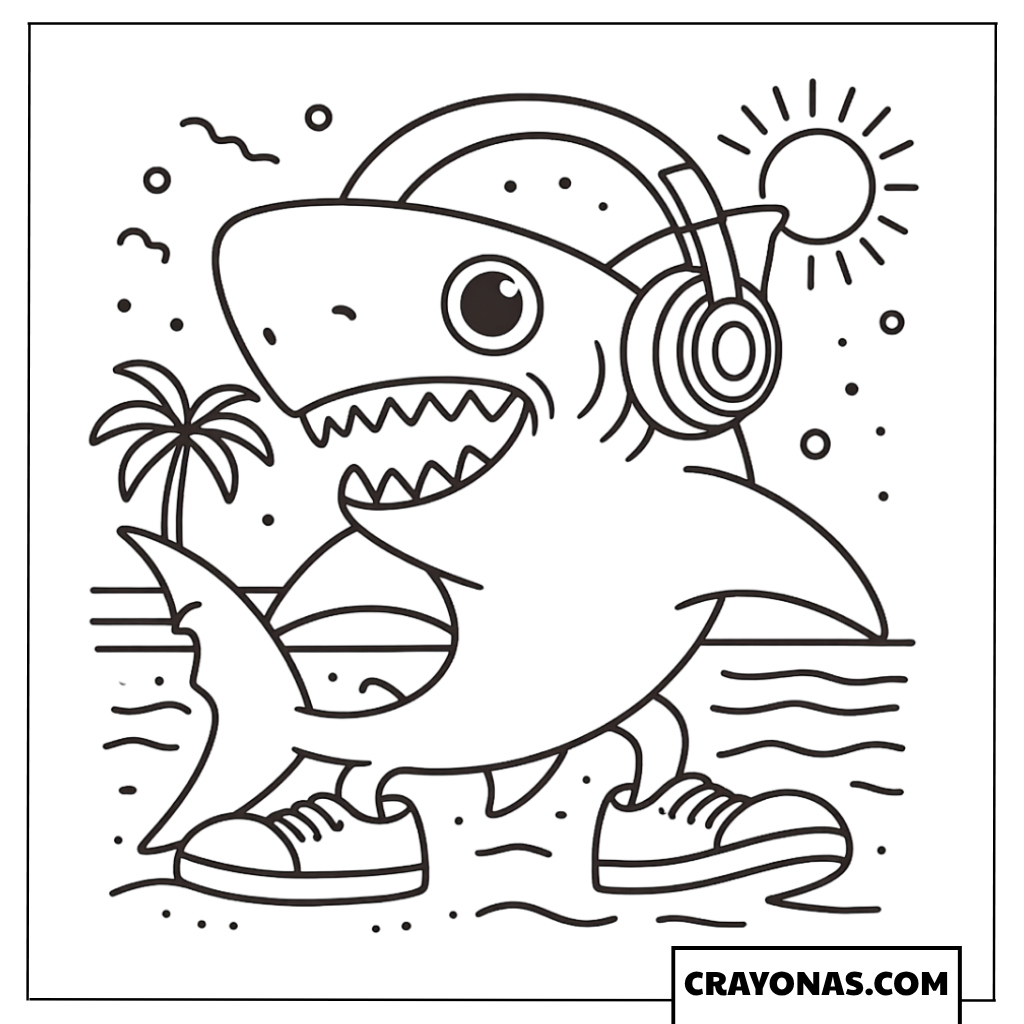 Tralalero Tralala DJ Party Coloring Page