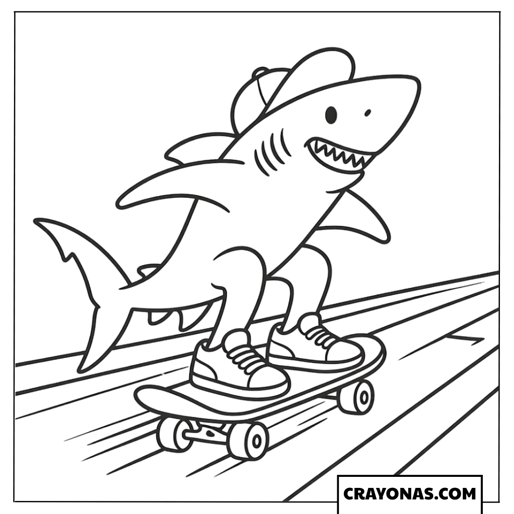 Tralalero Tralala Skateboarding Coloring Page