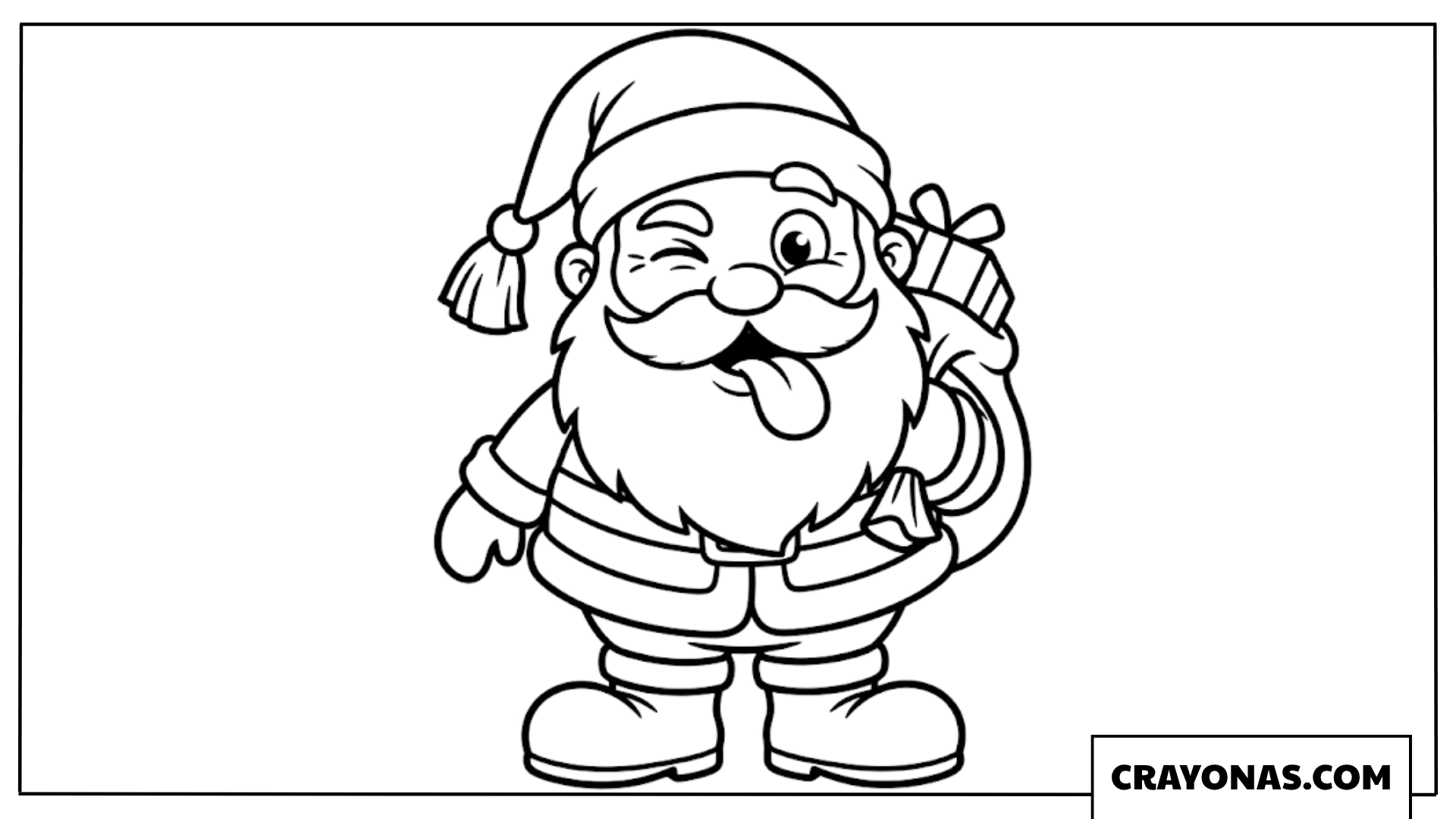 Silly Santa Winking Coloring Page
