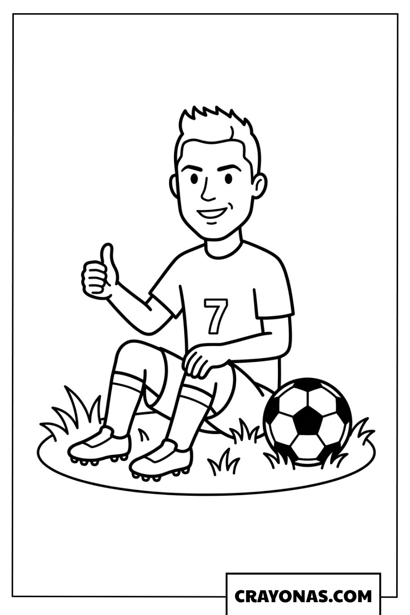 Simple Cartoon Ronaldo Thumbs Up Coloring Page