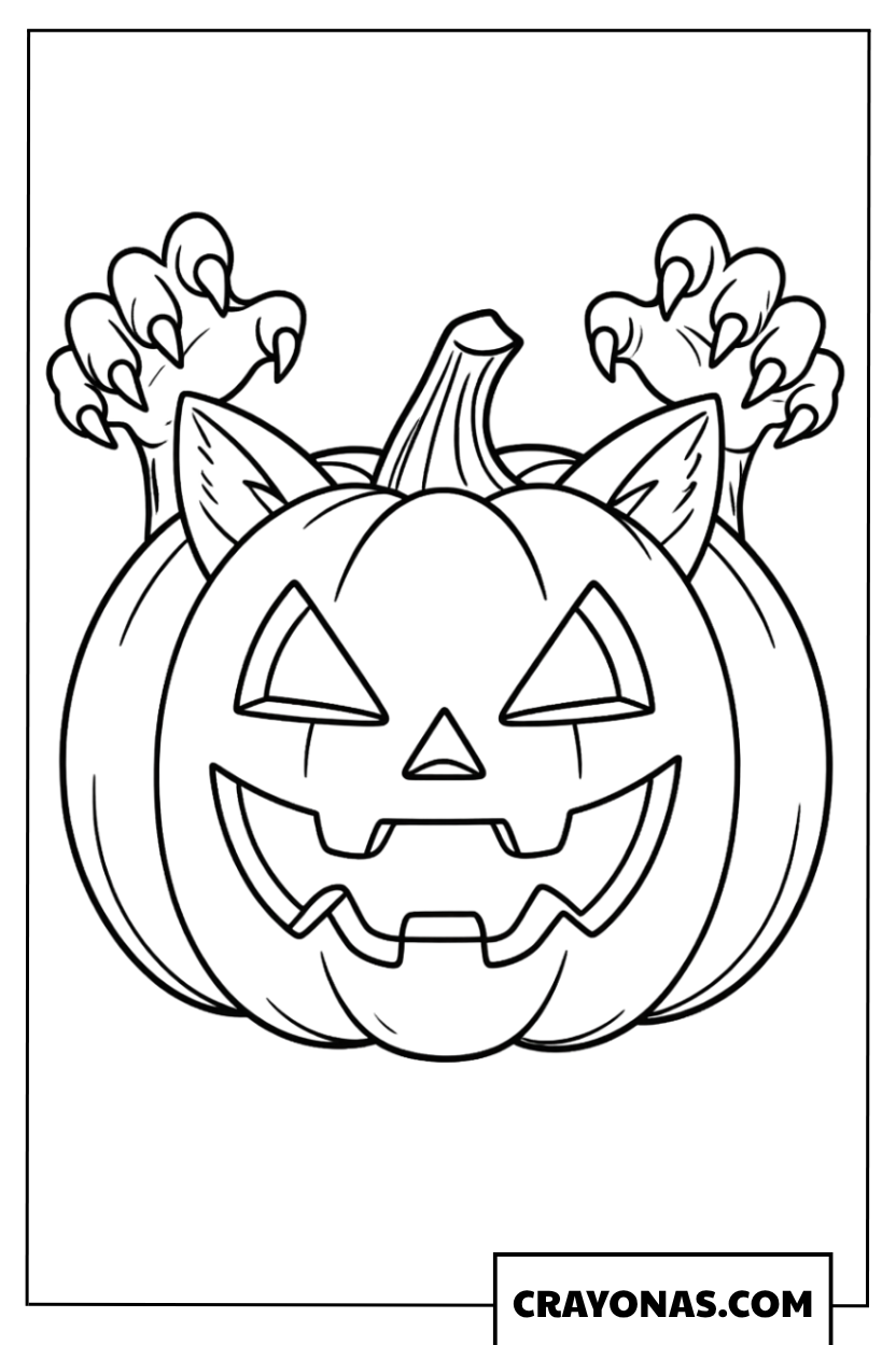 Simple Carved Pumpkin Coloring Page