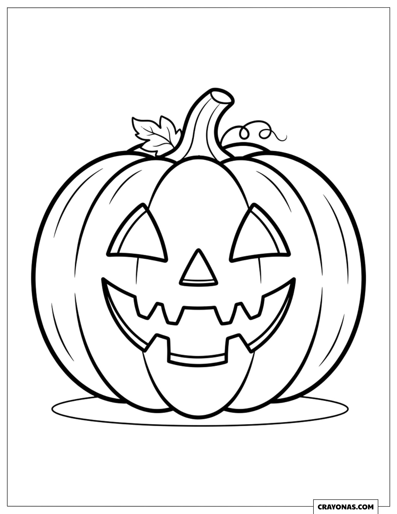 Simple Jack-o'-Lantern Pumpkin Coloring Page for Preschoolers
