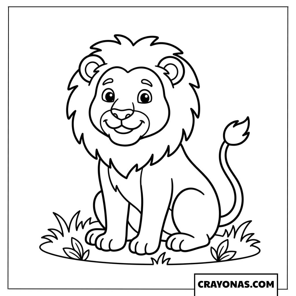 Simple Sitting Lion Coloring Page