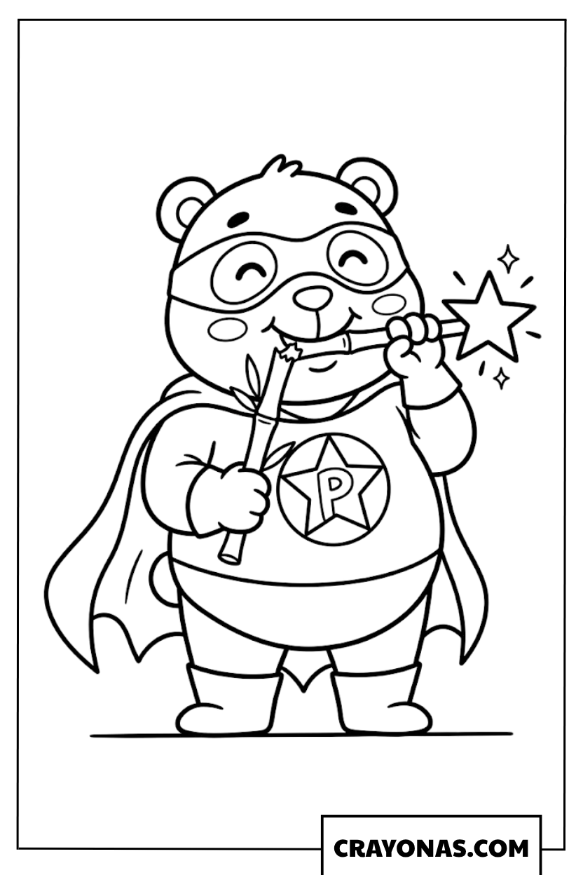 Superhero Bear  Coloring Page