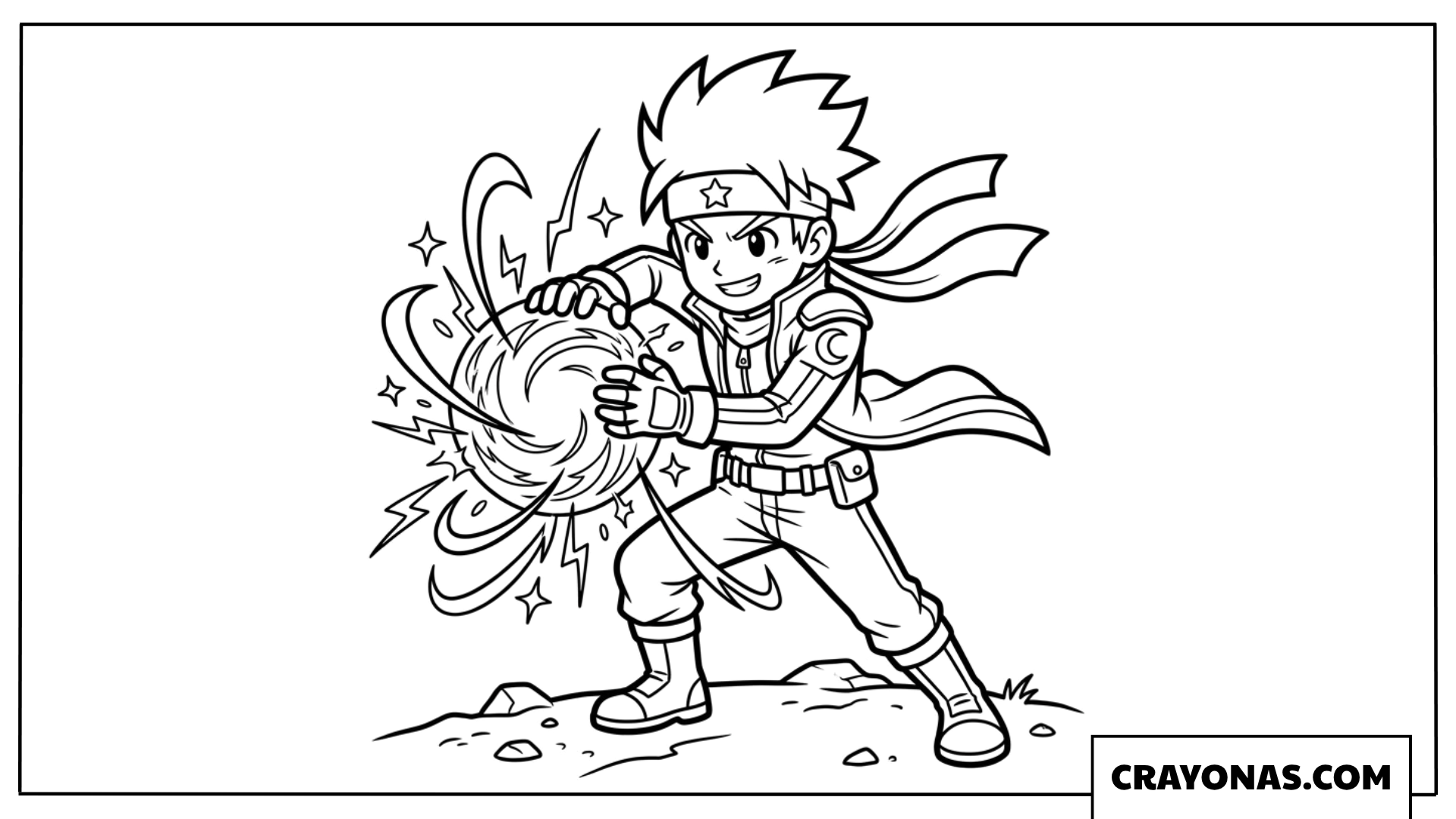 Superhero Boy Energy Blast Coloring Page