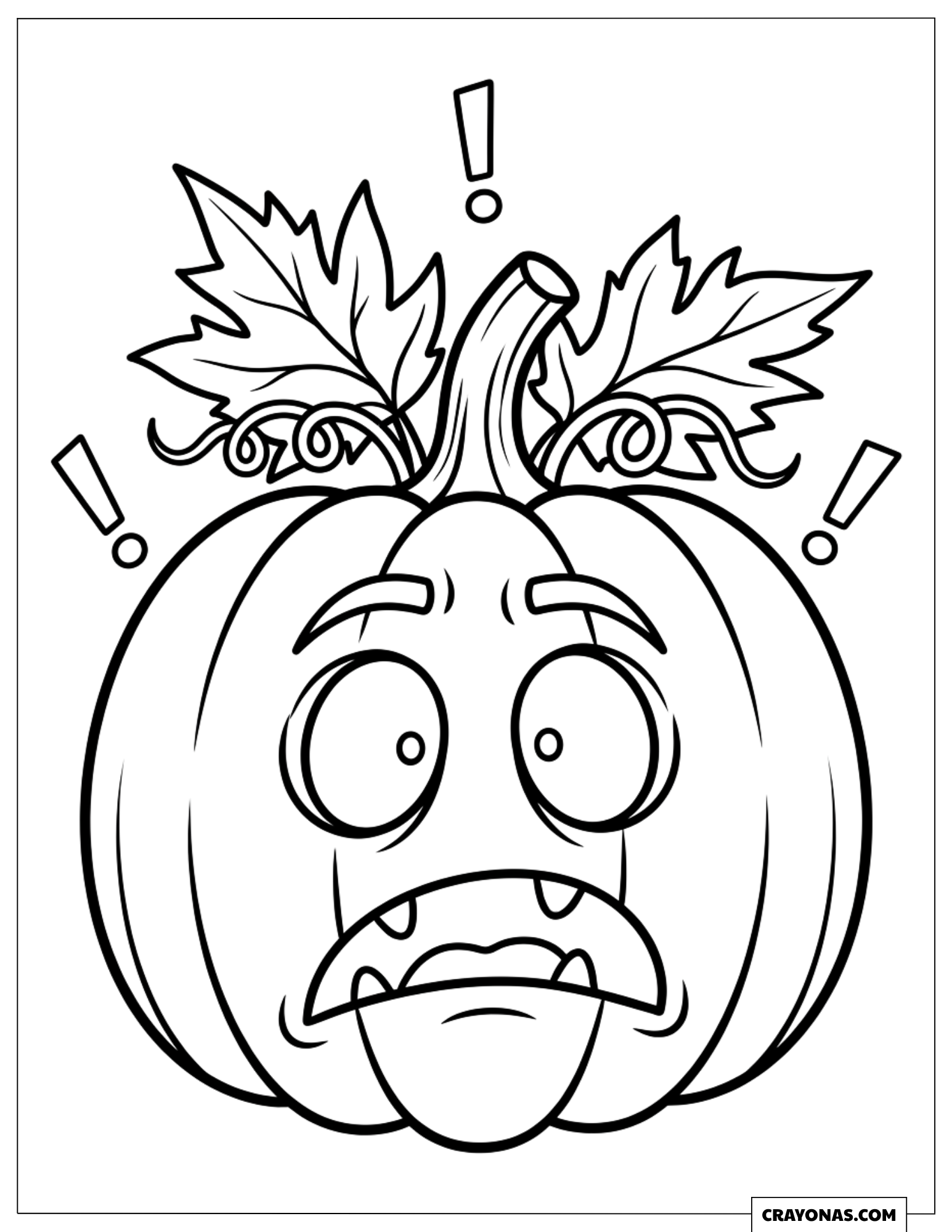 Surprised Jack-o'-Lantern Pumpkin Coloring Sheet for Kids