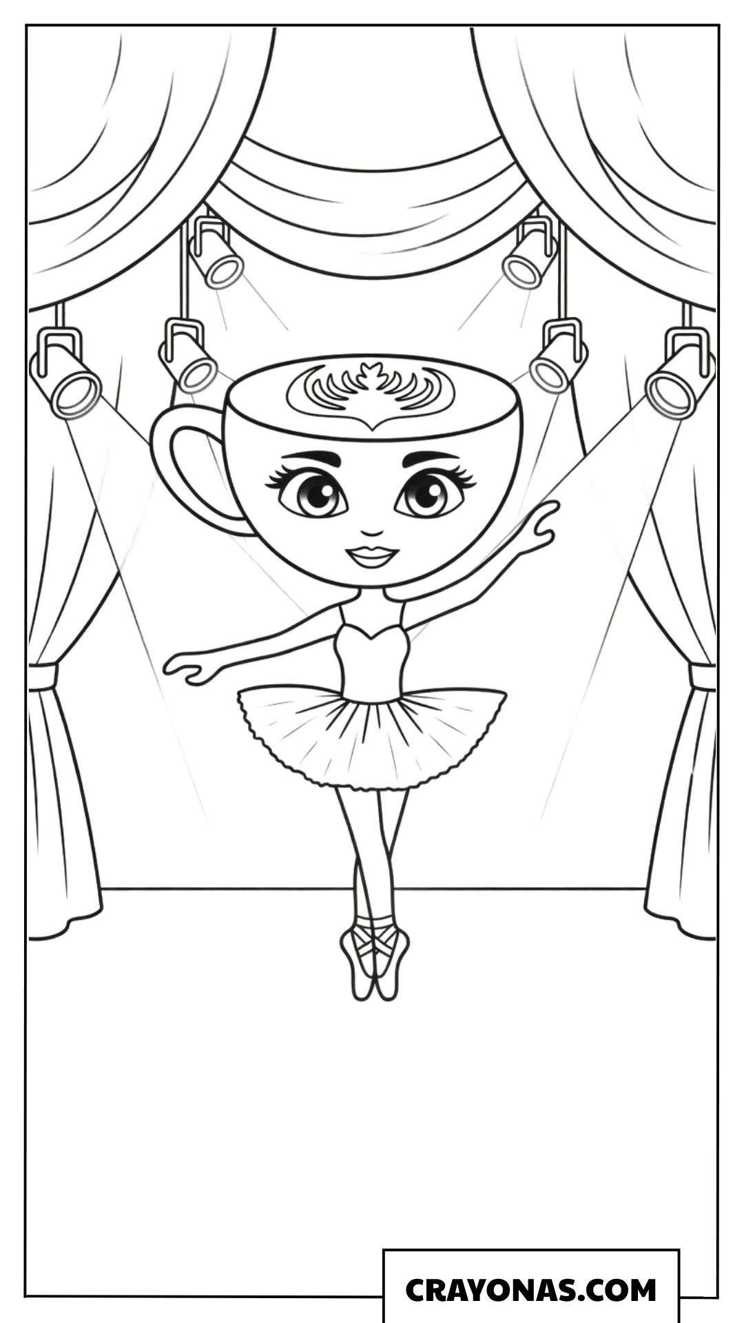 Ballerina Cappuccina on Stage Coloring Page