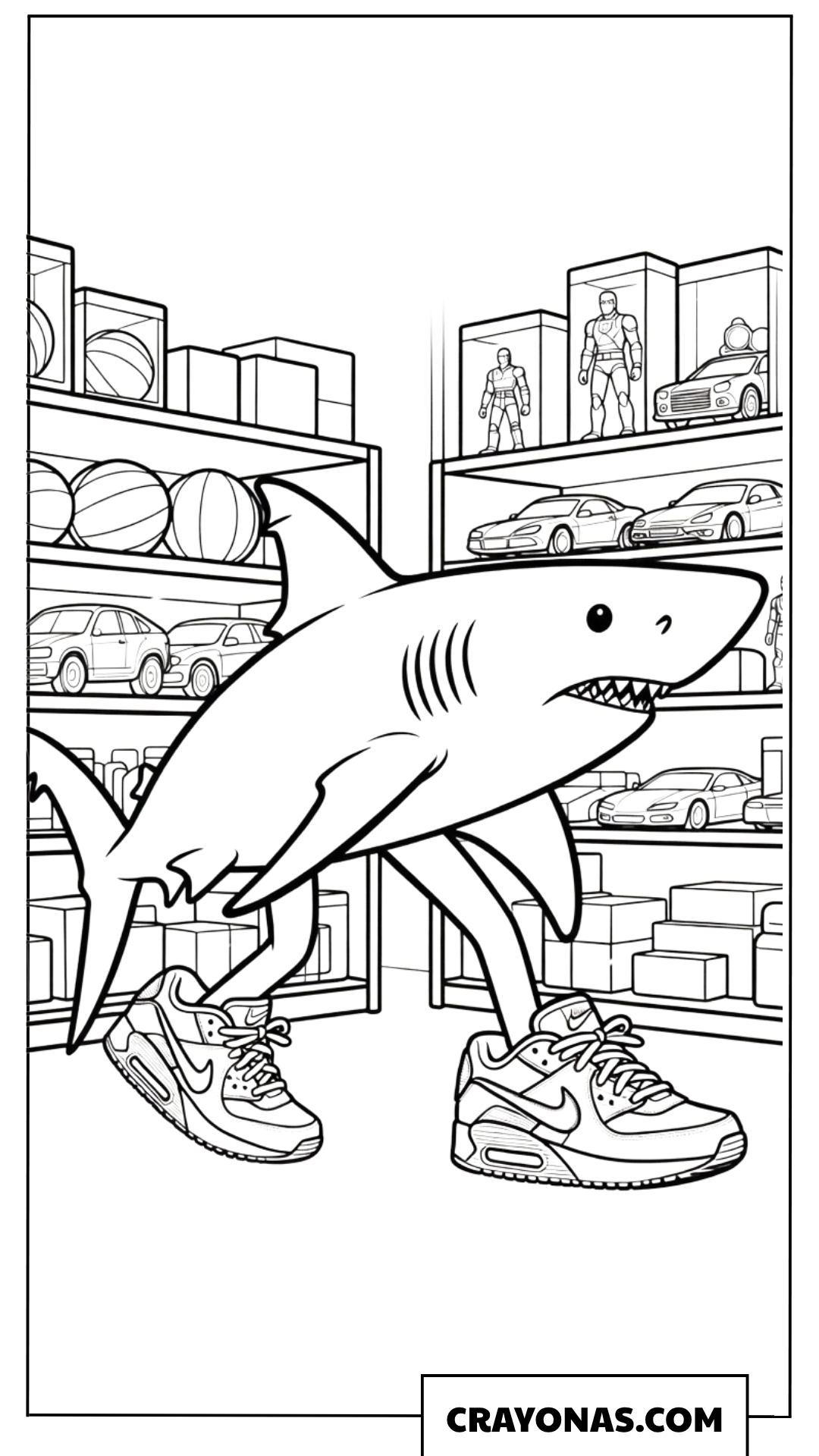 TraTralalero Tralala at the Toy Storelalero Tralala Coloring Pages png - 7