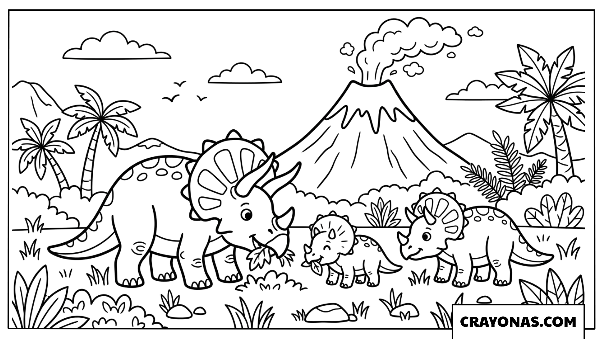 Triceratops Family coloring page