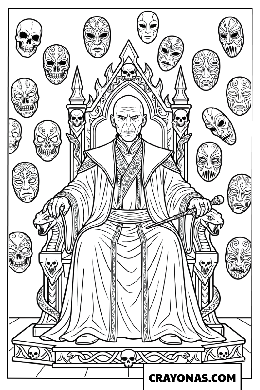 Voldemort on Throne Coloring Pages