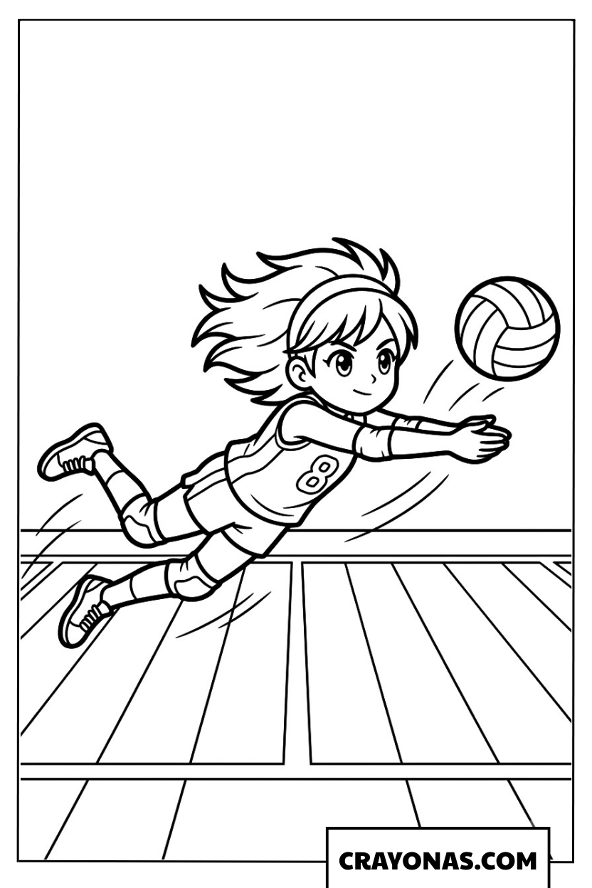 Volleyball Spike Girl Coloring Page