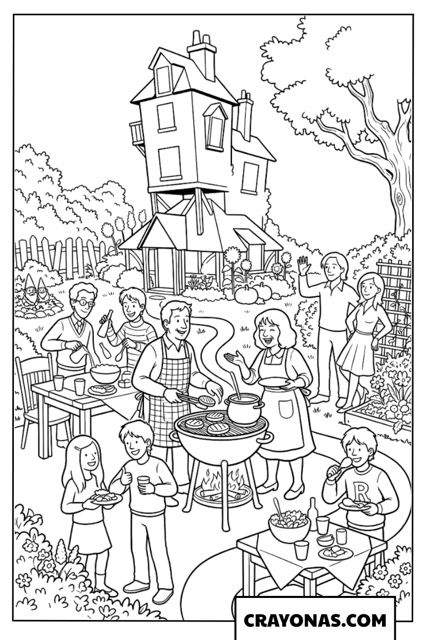 Weasley Family Barbecue Coloring Pages