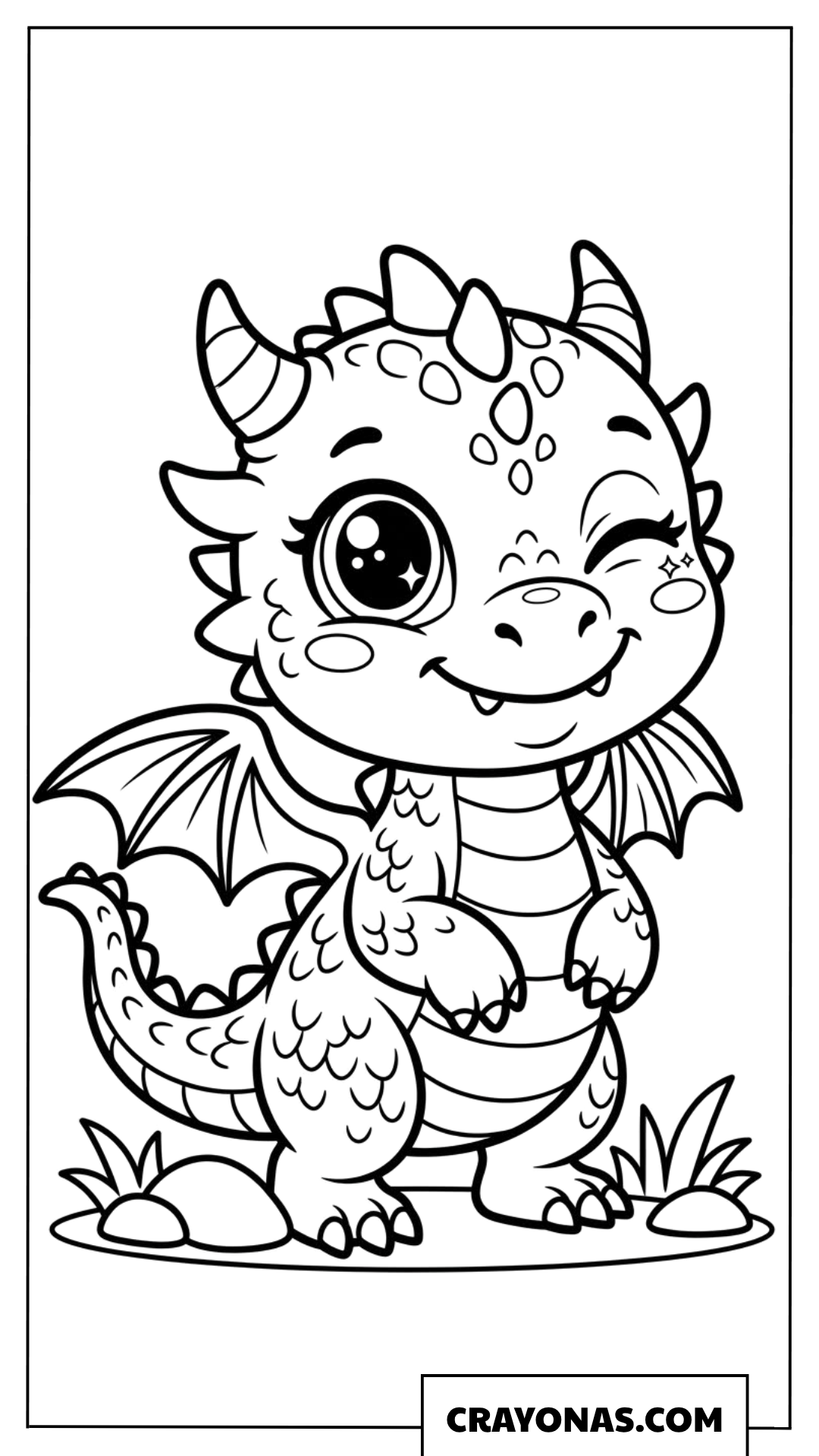Winking Baby Dragon Coloring Page